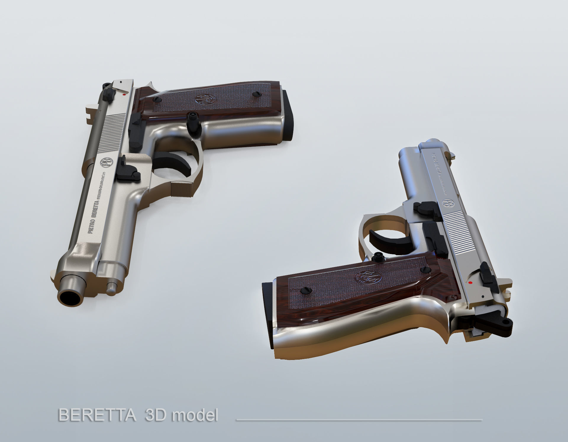 BERETTA Parabellum Low-poly 3D model_3