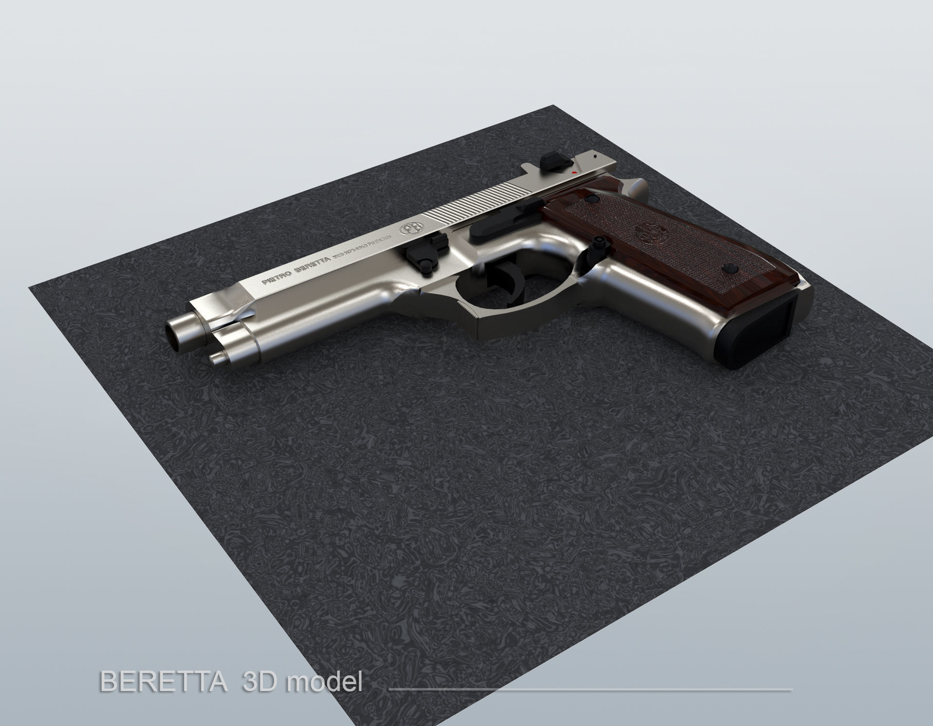 BERETTA Parabellum Low-poly 3D model_2