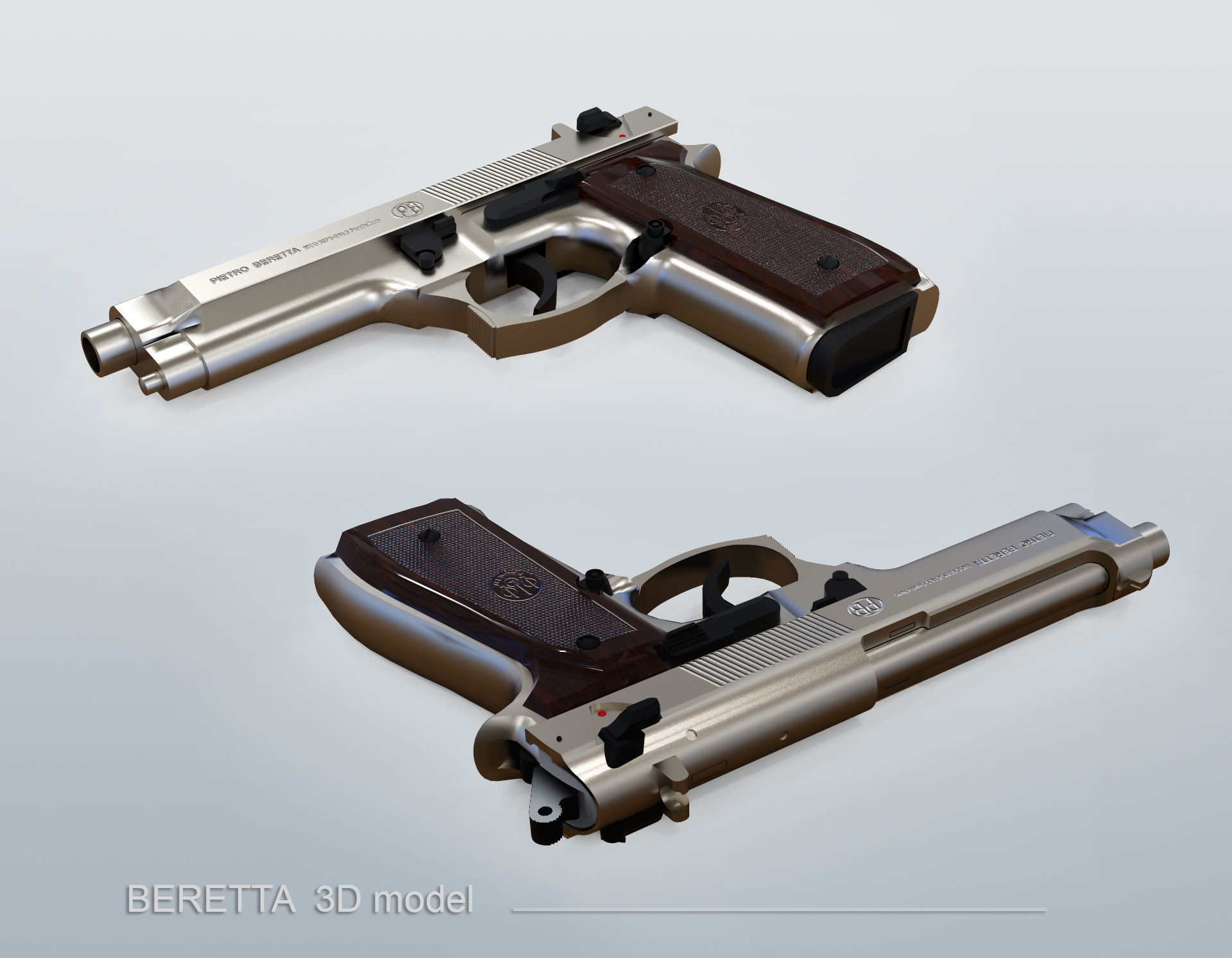 BERETTA Parabellum Low-poly 3D model_1