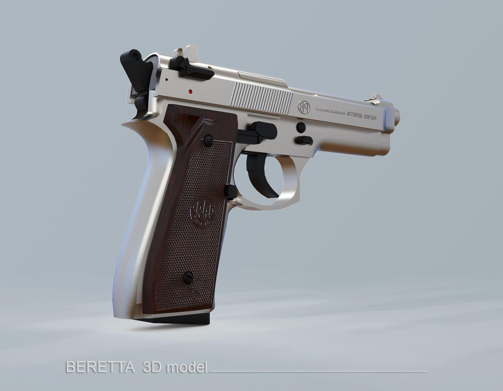 BERETTA Parabellum Low-poly 3D model_6