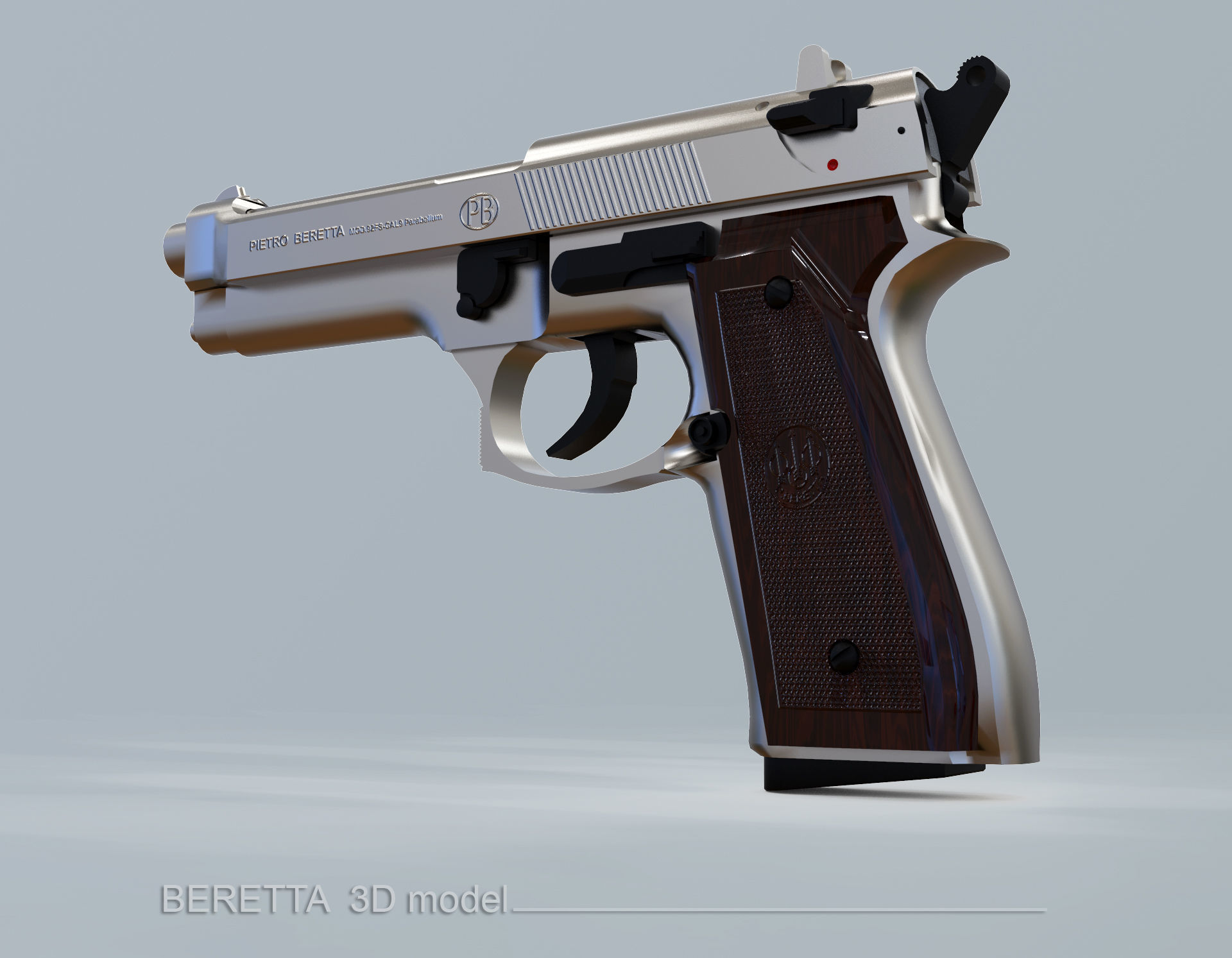 BERETTA Parabellum Low-poly 3D model_4