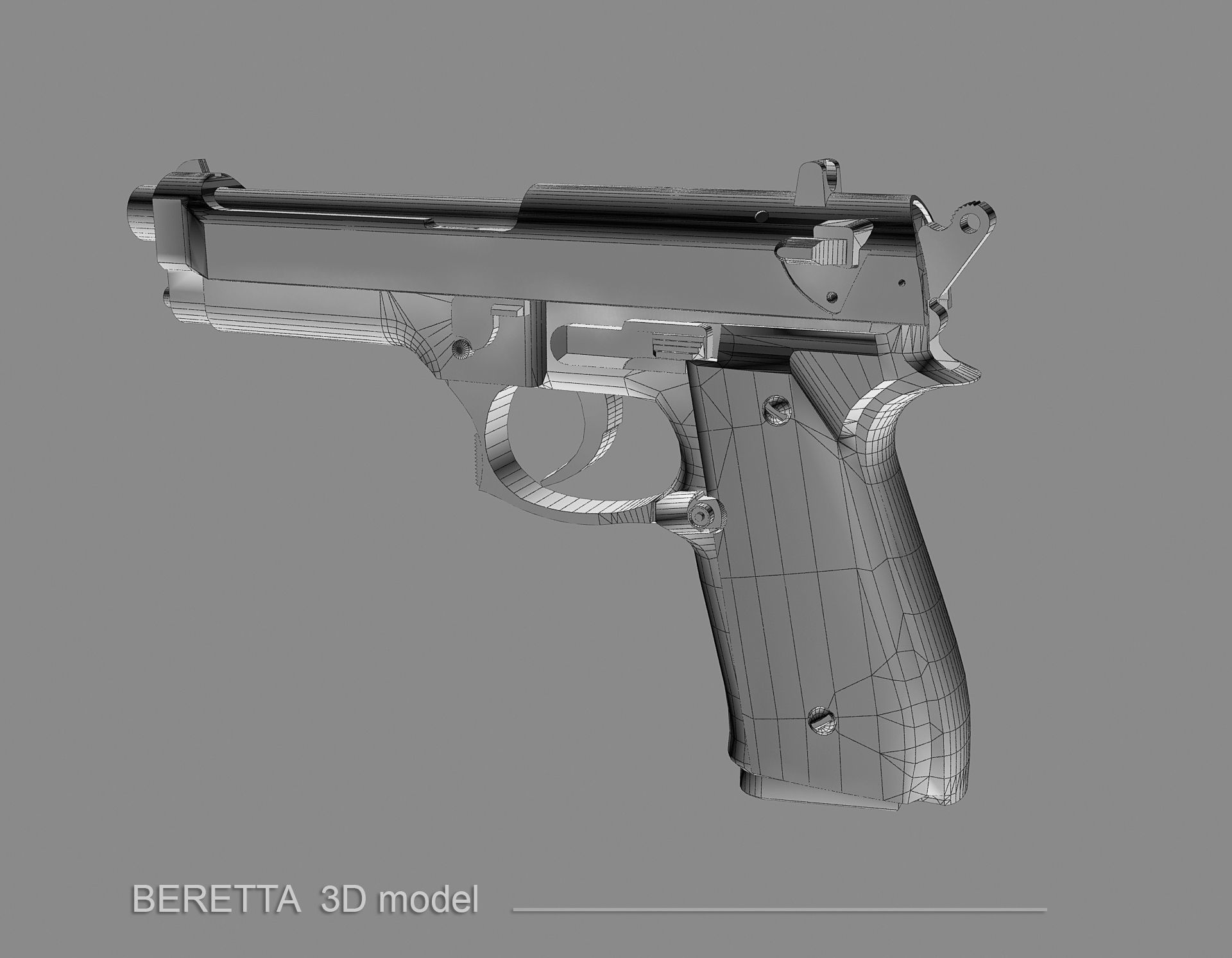 BERETTA Parabellum Low-poly 3D model_9