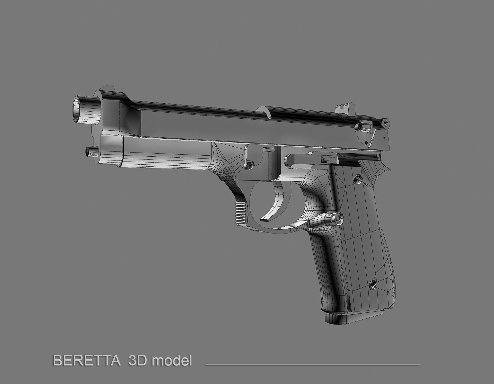 BERETTA Parabellum Low-poly 3D model_10