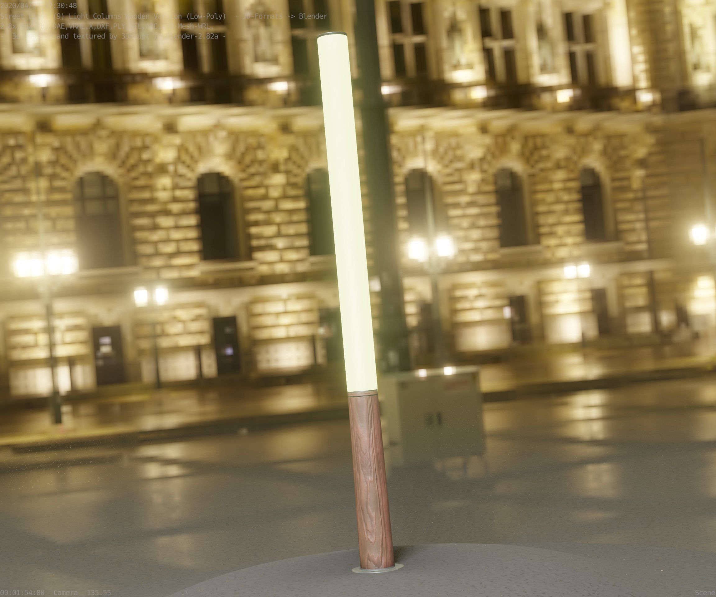 Wooden Lamp-Column 28 - Low-Poly Street-Light Set-9 Low-poly 3D model_36