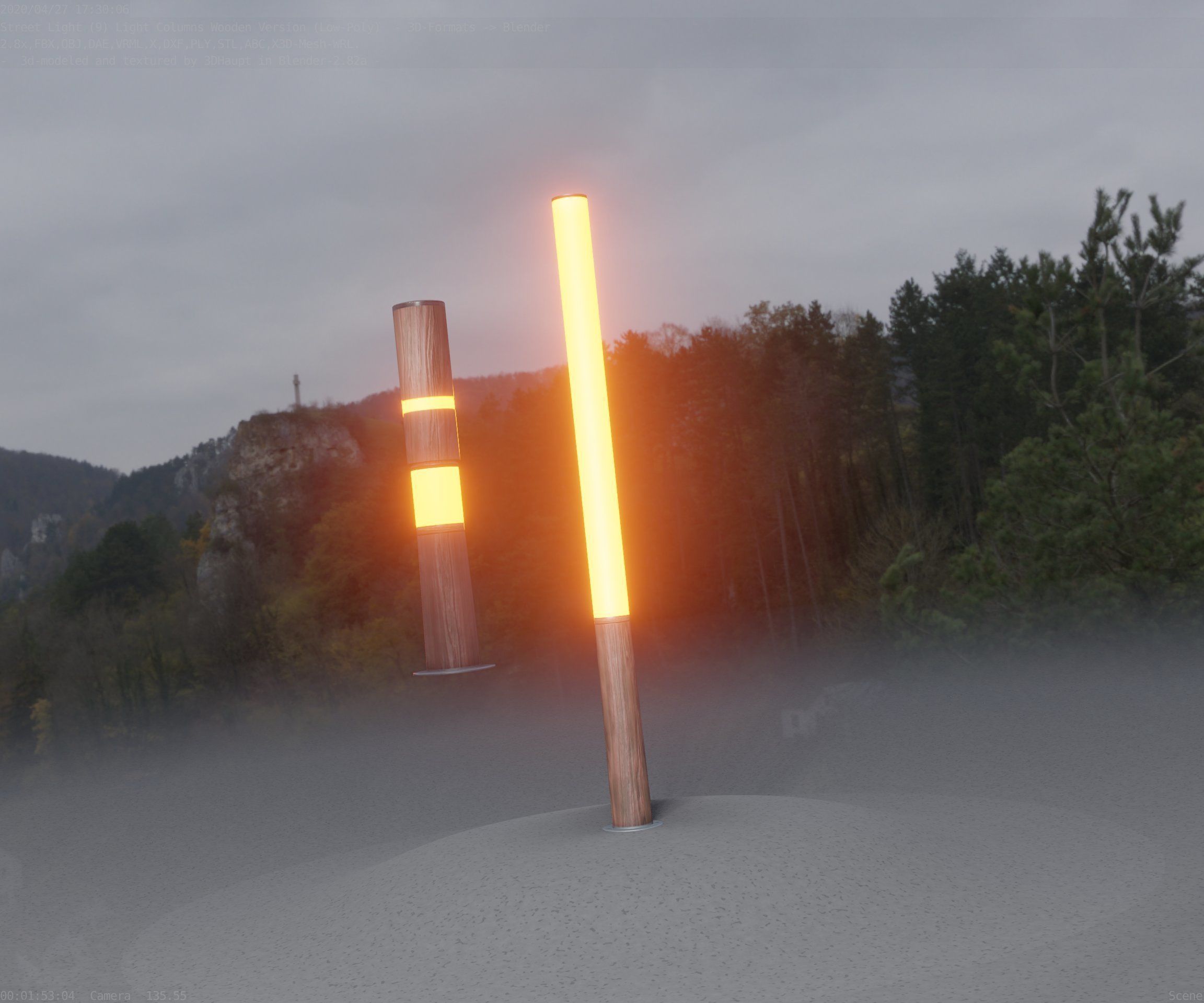 Wooden Lamp-Column 28 - Low-Poly Street-Light Set-9 Low-poly 3D model_26