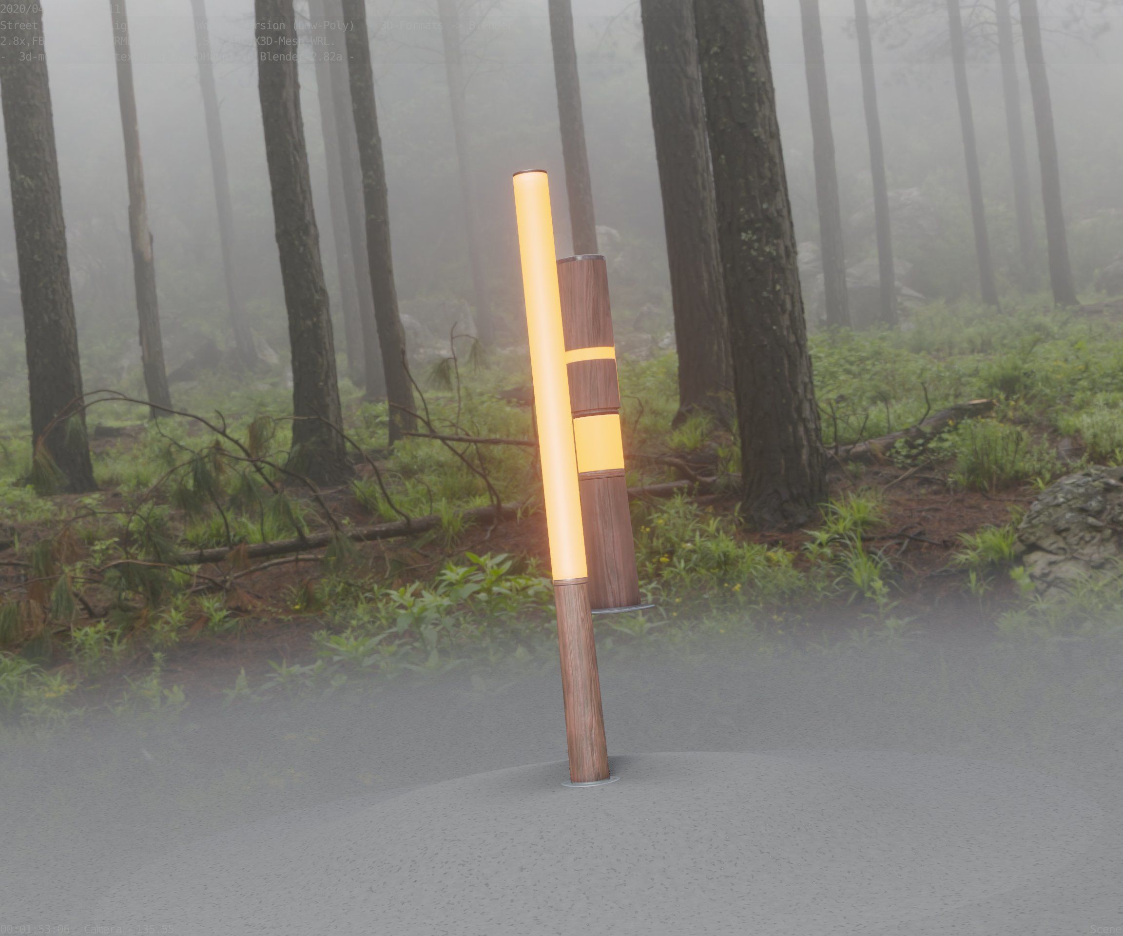 Wooden Lamp-Column 28 - Low-Poly Street-Light Set-9 Low-poly 3D model_28