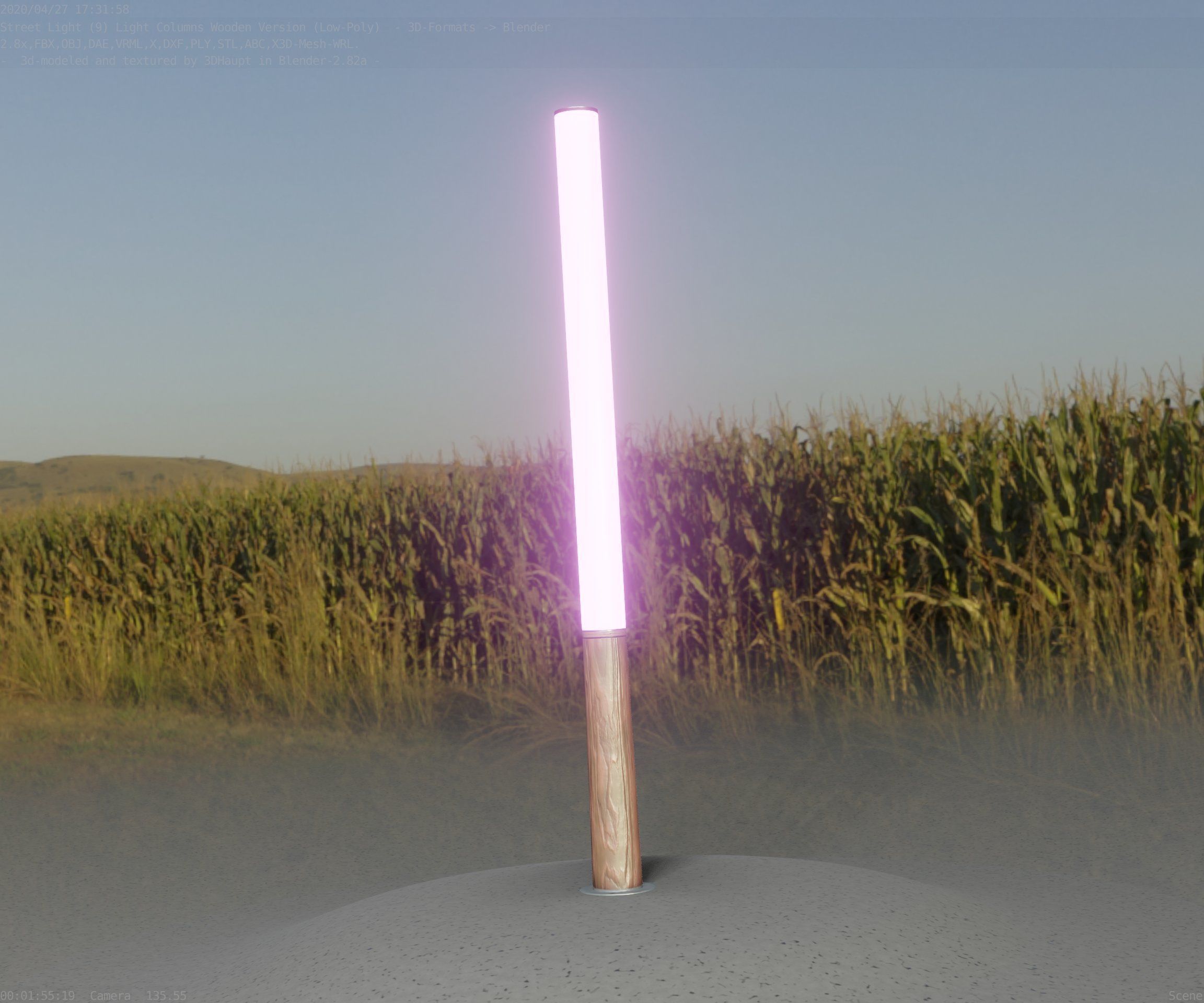 Wooden Lamp-Column 28 - Low-Poly Street-Light Set-9 Low-poly 3D model_79