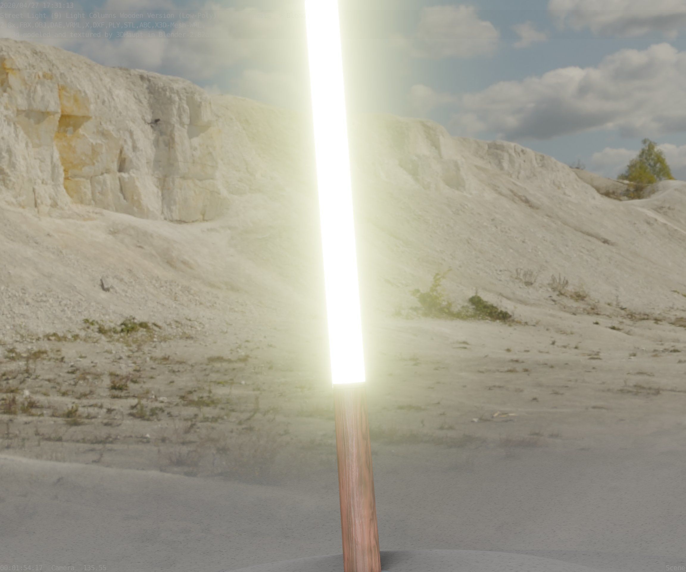 Wooden Lamp-Column 28 - Low-Poly Street-Light Set-9 Low-poly 3D model_53