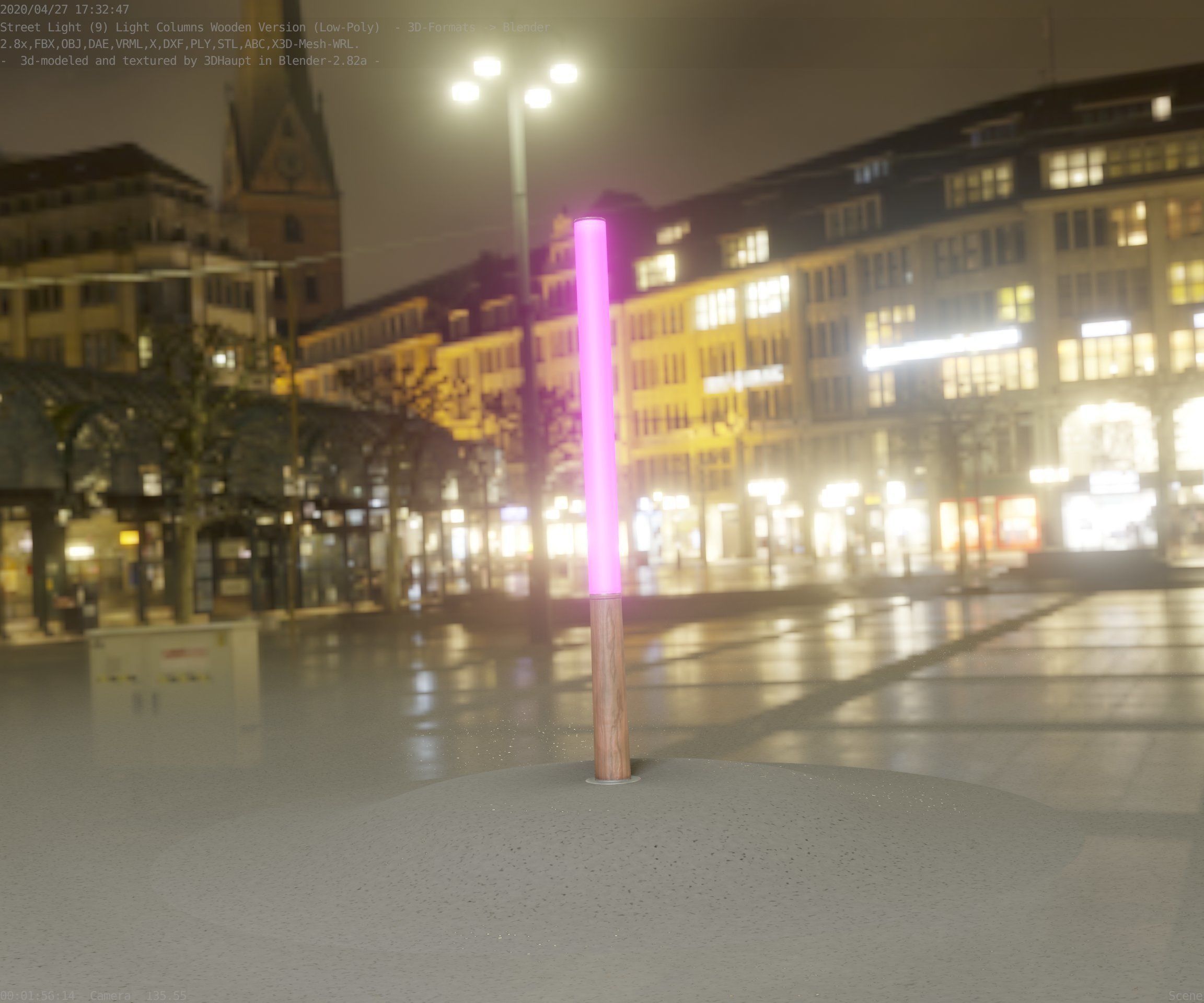 Wooden Lamp-Column 28 - Low-Poly Street-Light Set-9 Low-poly 3D model_98