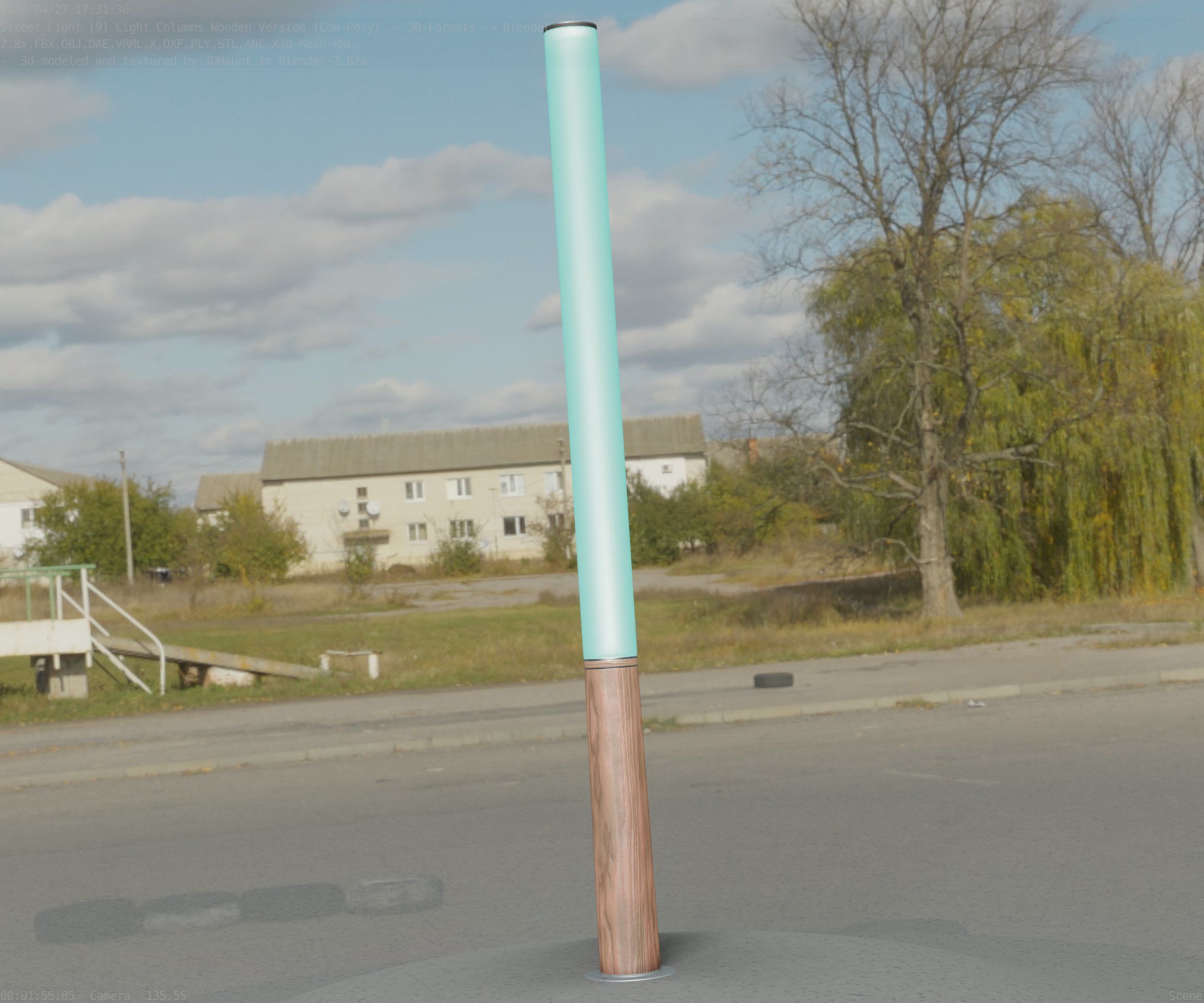 Wooden Lamp-Column 28 - Low-Poly Street-Light Set-9 Low-poly 3D model_65