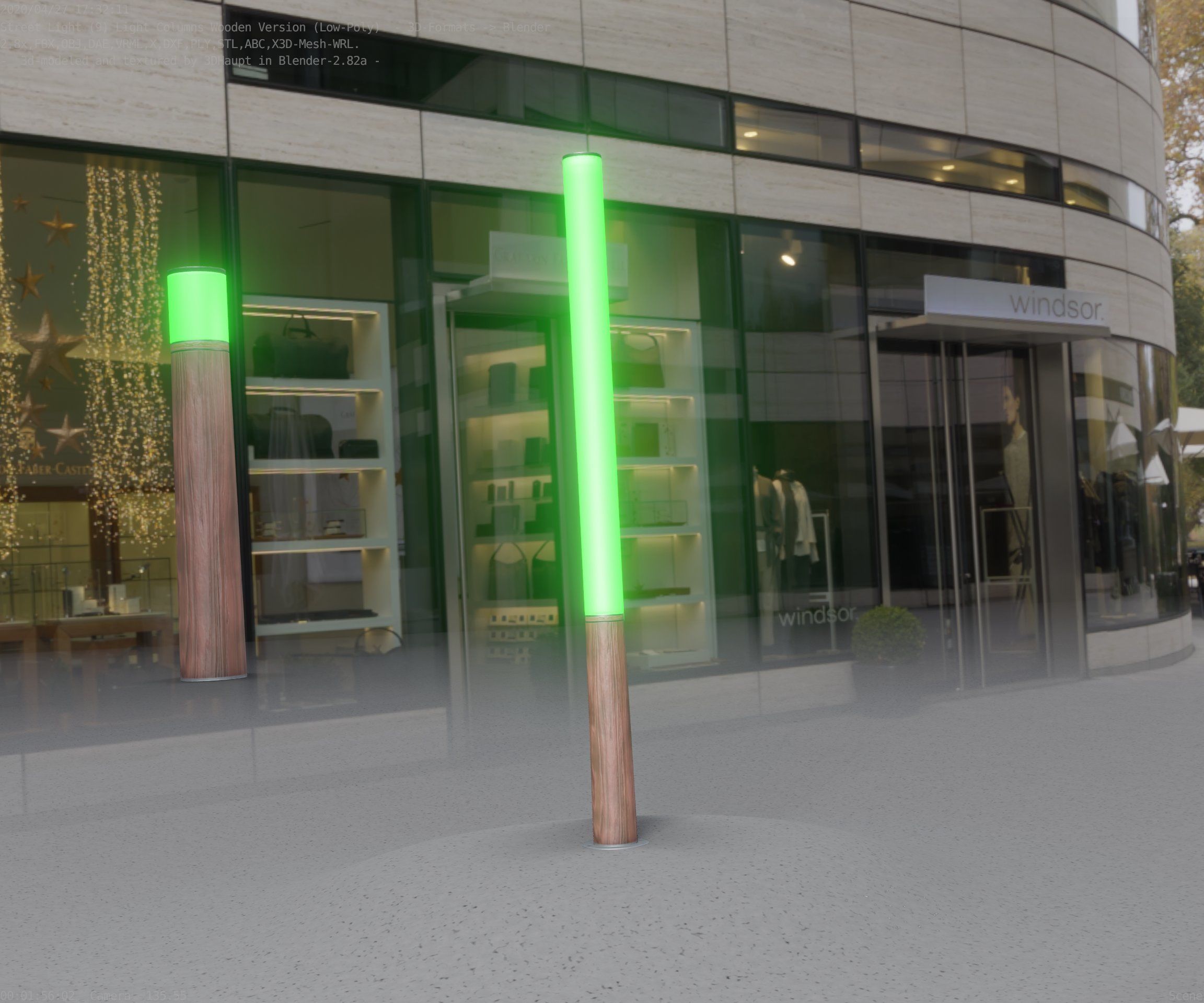 Wooden Lamp-Column 28 - Low-Poly Street-Light Set-9 Low-poly 3D model_86