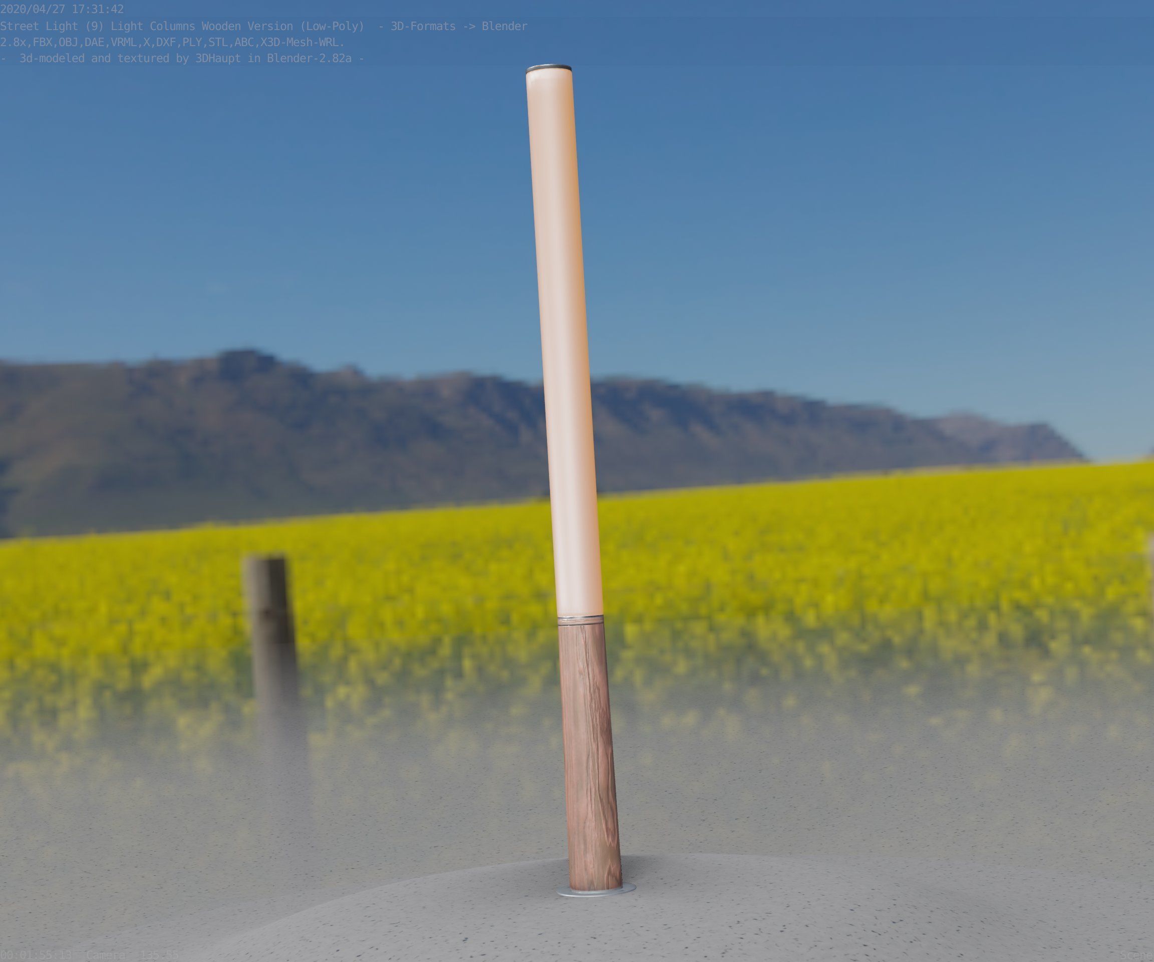 Wooden Lamp-Column 28 - Low-Poly Street-Light Set-9 Low-poly 3D model_73