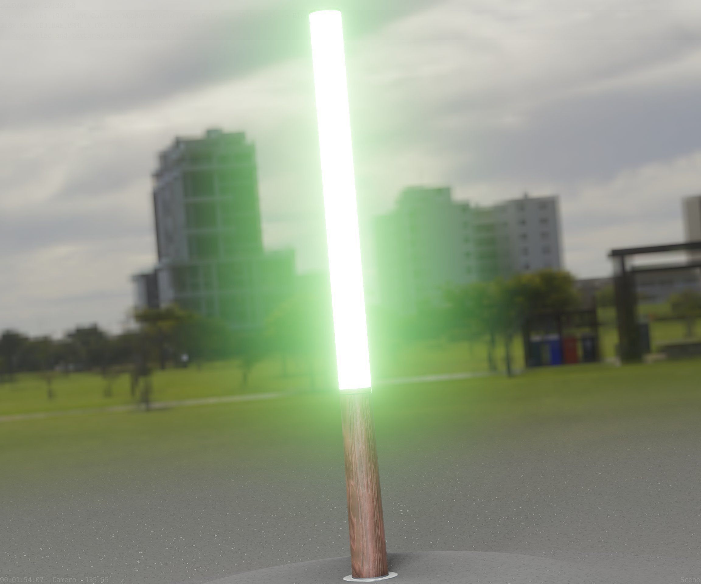 Wooden Lamp-Column 28 - Low-Poly Street-Light Set-9 Low-poly 3D model_43