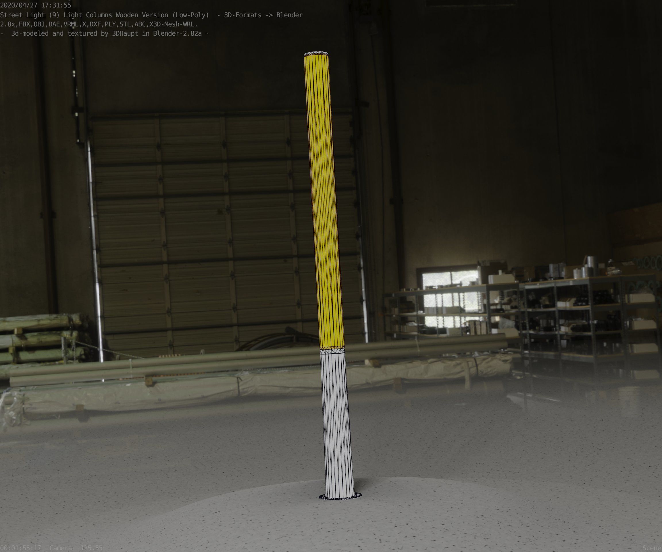 Wooden Lamp-Column 28 - Low-Poly Street-Light Set-9 Low-poly 3D model_77