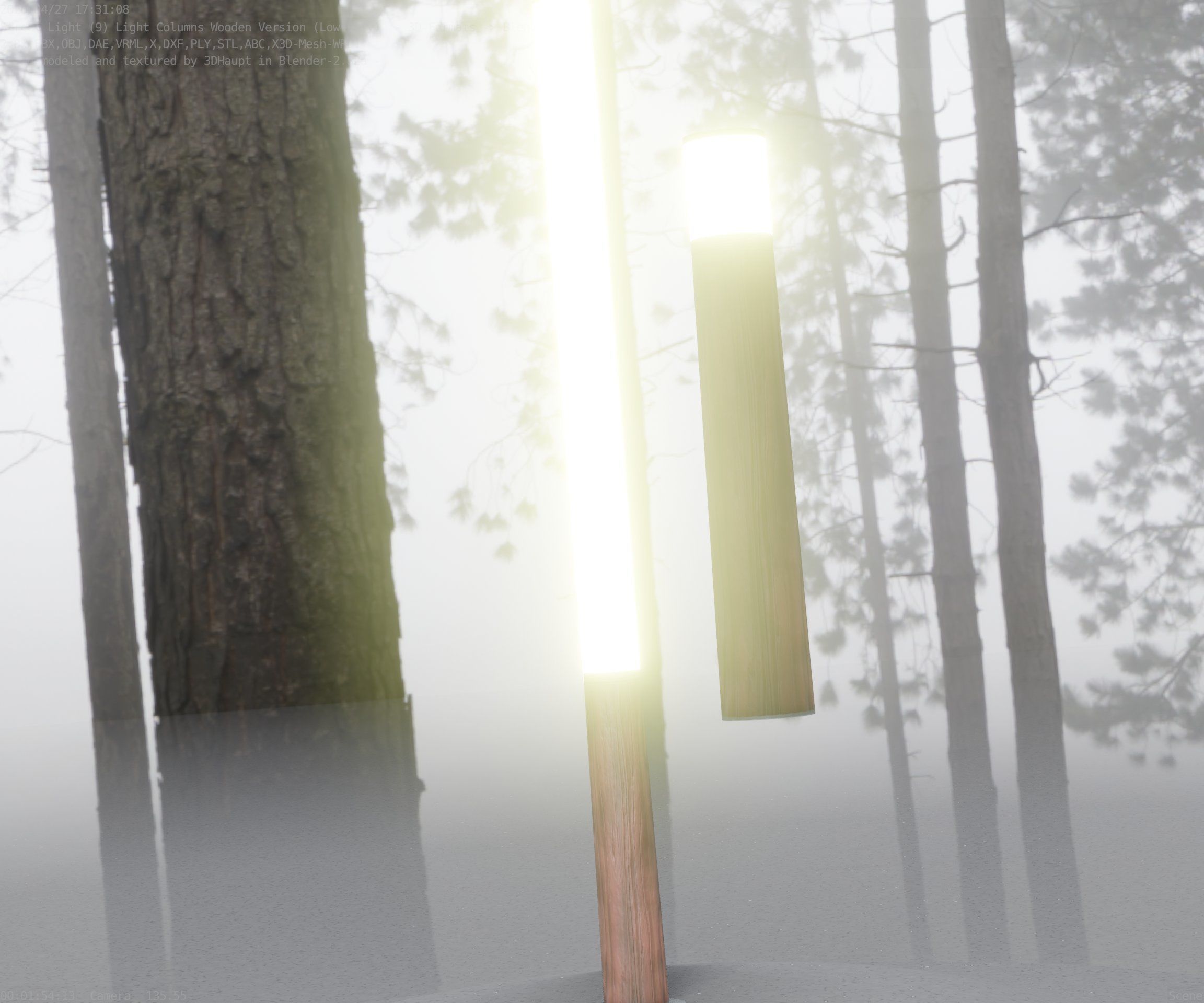 Wooden Lamp-Column 28 - Low-Poly Street-Light Set-9 Low-poly 3D model_49