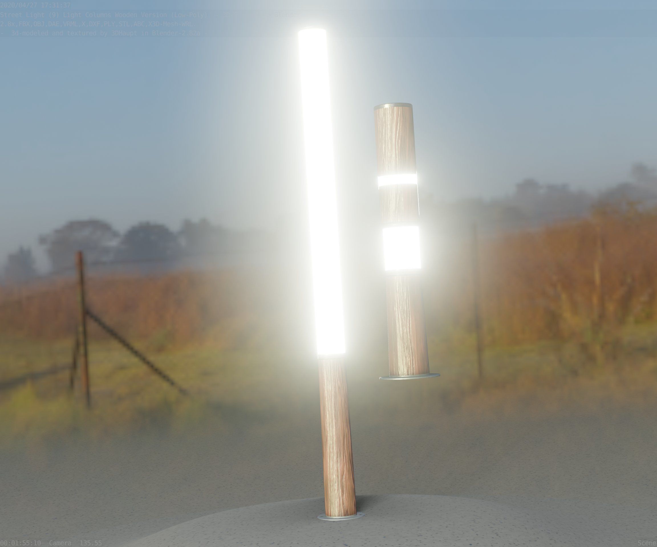 Wooden Lamp-Column 28 - Low-Poly Street-Light Set-9 Low-poly 3D model_70