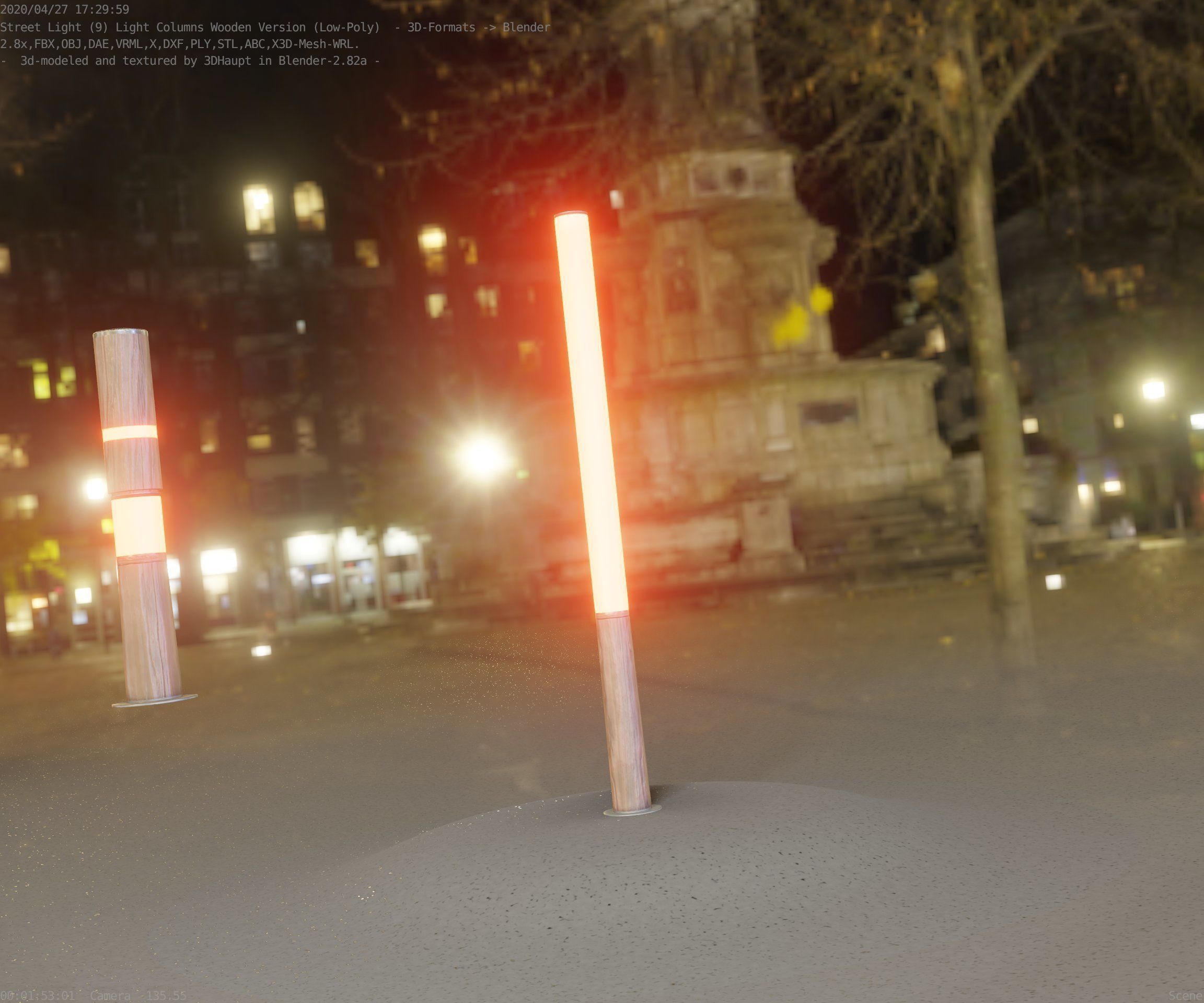 Wooden Lamp-Column 28 - Low-Poly Street-Light Set-9 Low-poly 3D model_23