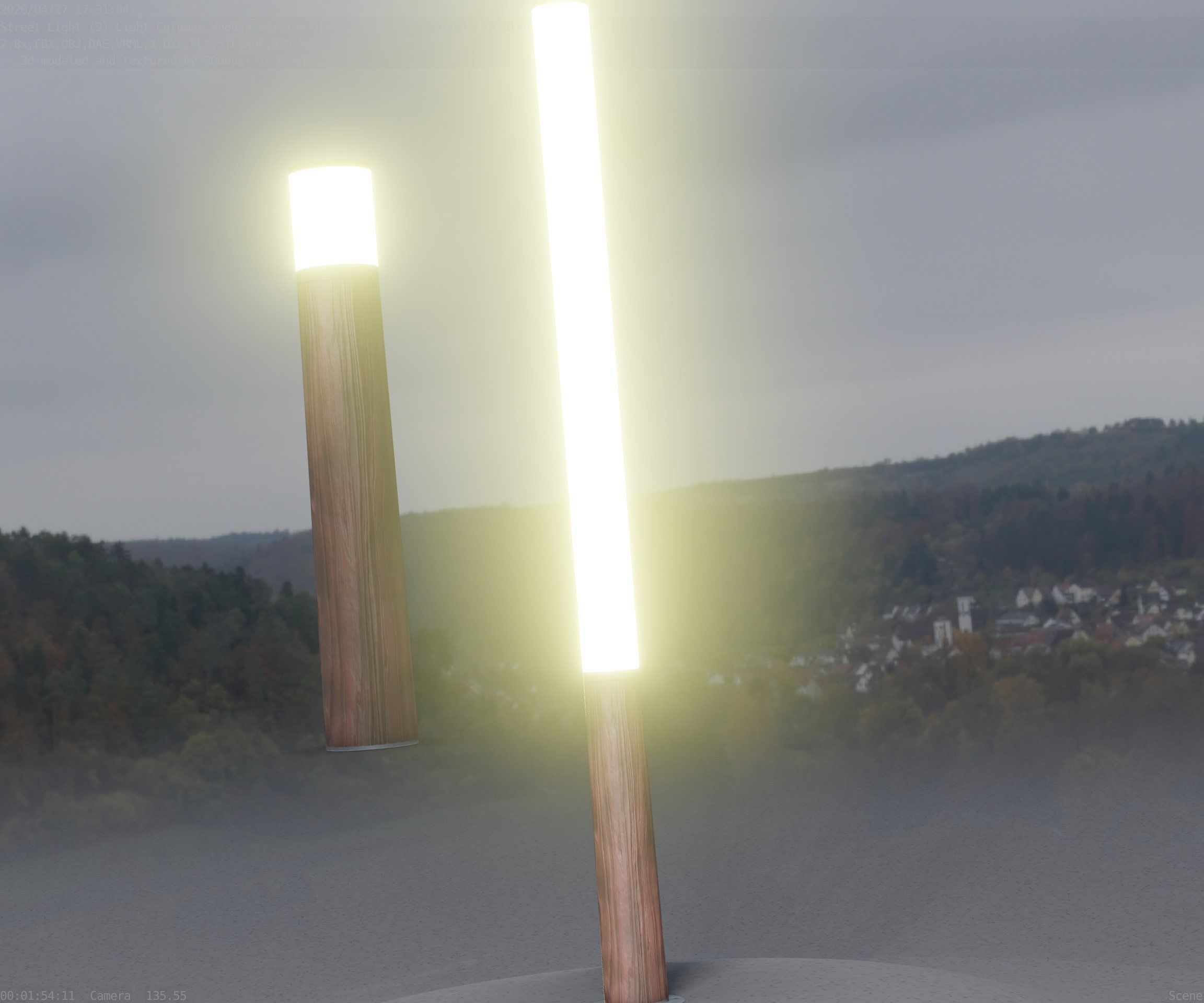 Wooden Lamp-Column 28 - Low-Poly Street-Light Set-9 Low-poly 3D model_47