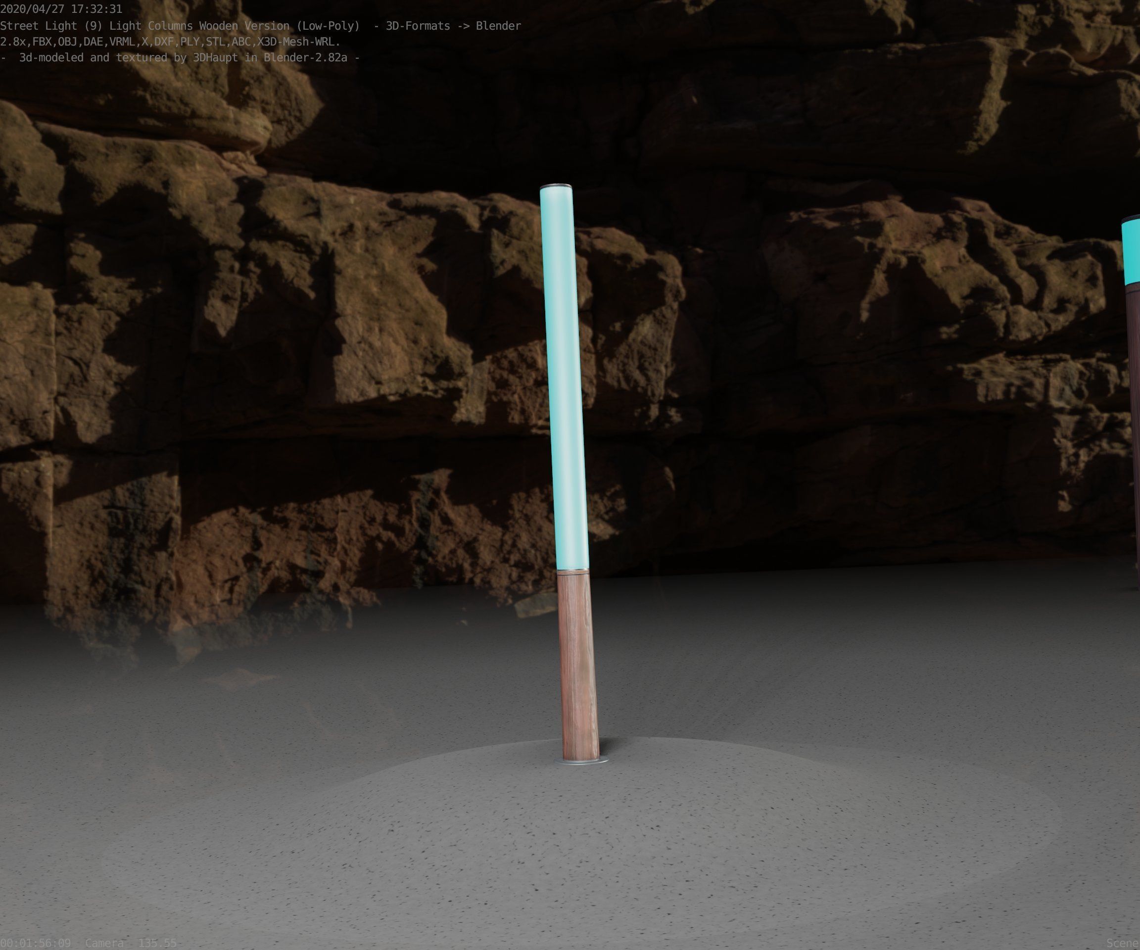 Wooden Lamp-Column 28 - Low-Poly Street-Light Set-9 Low-poly 3D model_93