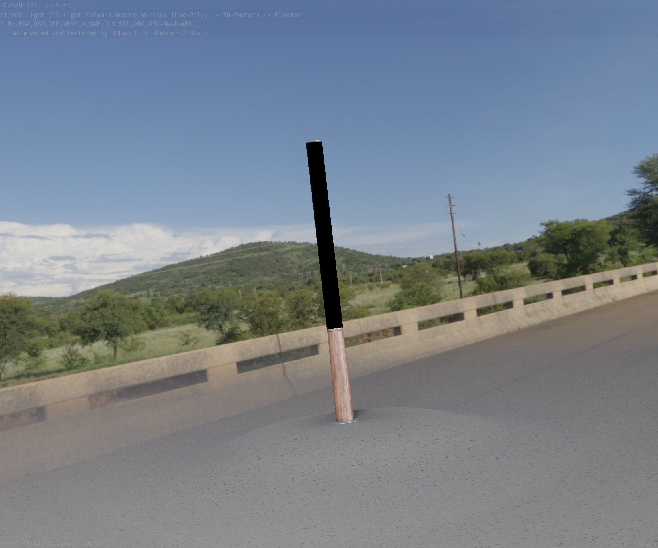 Wooden Lamp-Column 28 - Low-Poly Street-Light Set-9 Low-poly 3D model_12