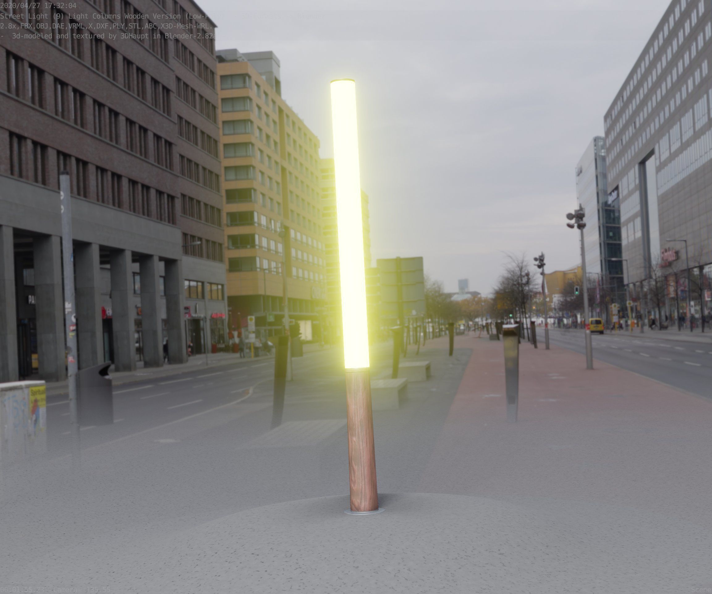 Wooden Lamp-Column 28 - Low-Poly Street-Light Set-9 Low-poly 3D model_83