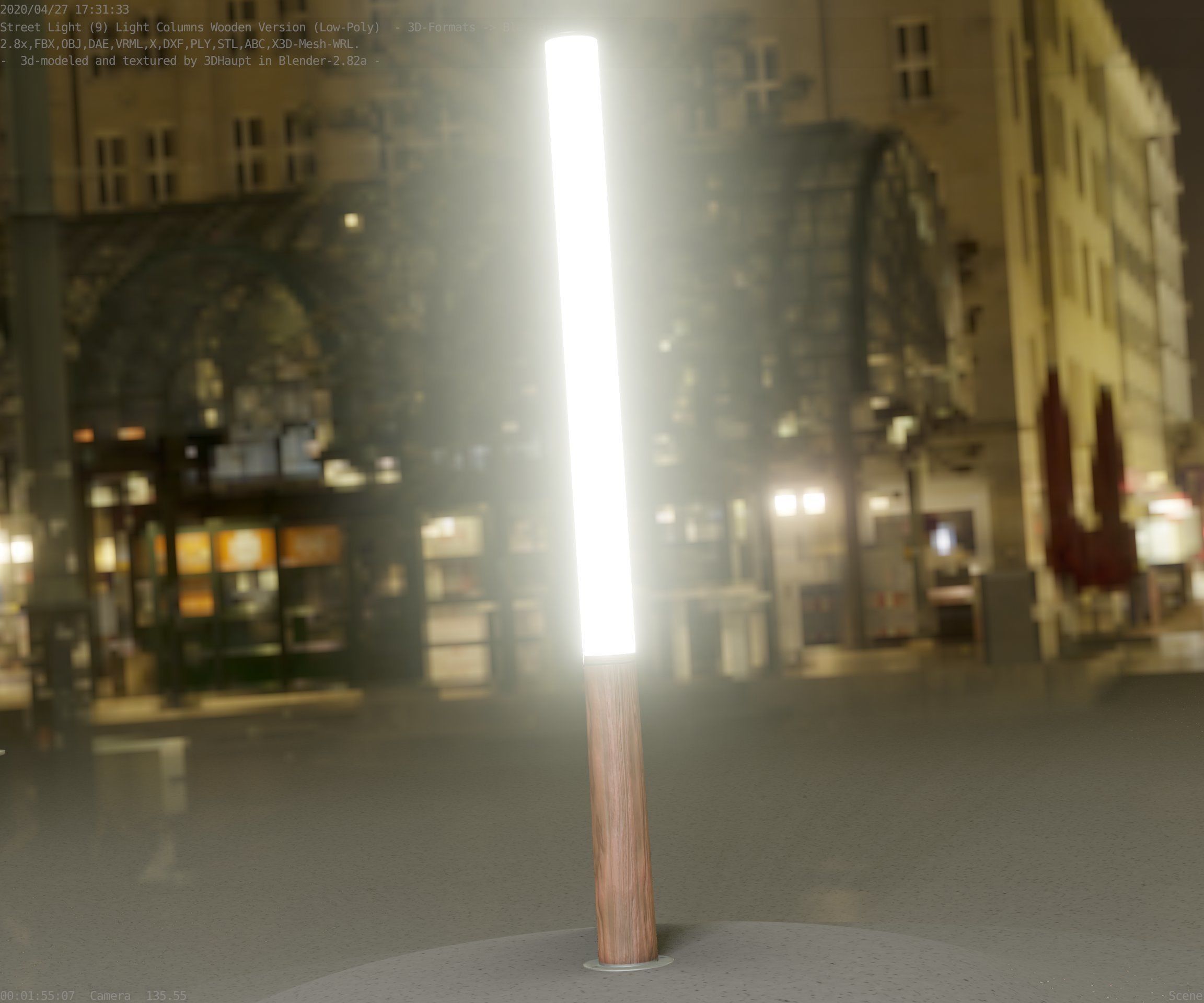Wooden Lamp-Column 28 - Low-Poly Street-Light Set-9 Low-poly 3D model_67