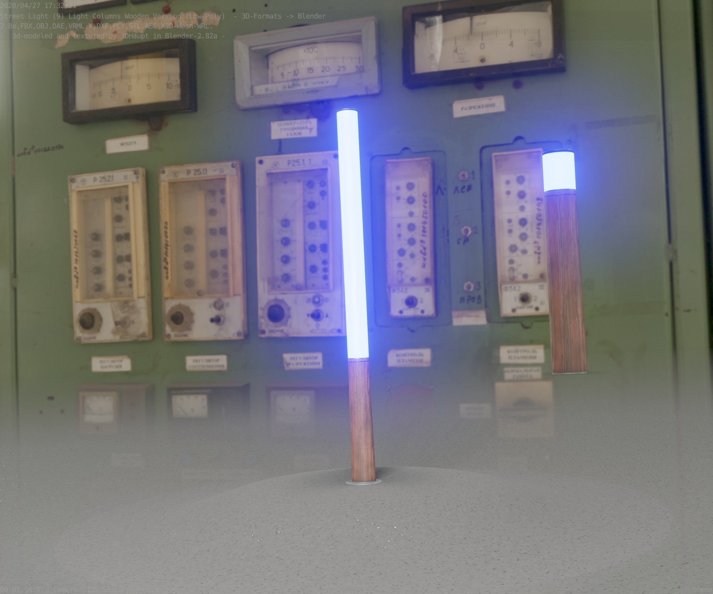 Wooden Lamp-Column 28 - Low-Poly Street-Light Set-9 Low-poly 3D model_91