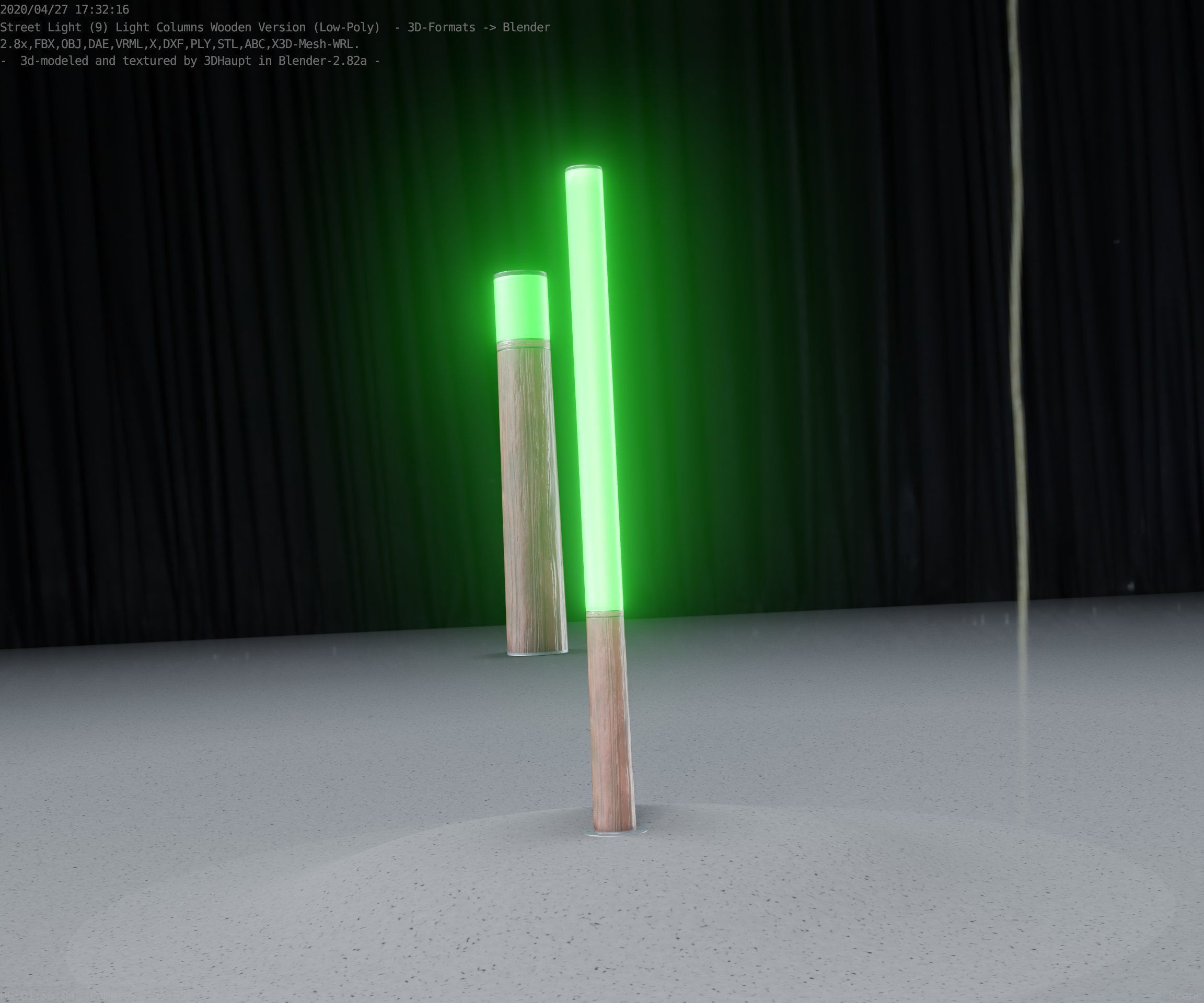 Wooden Lamp-Column 28 - Low-Poly Street-Light Set-9 Low-poly 3D model_88