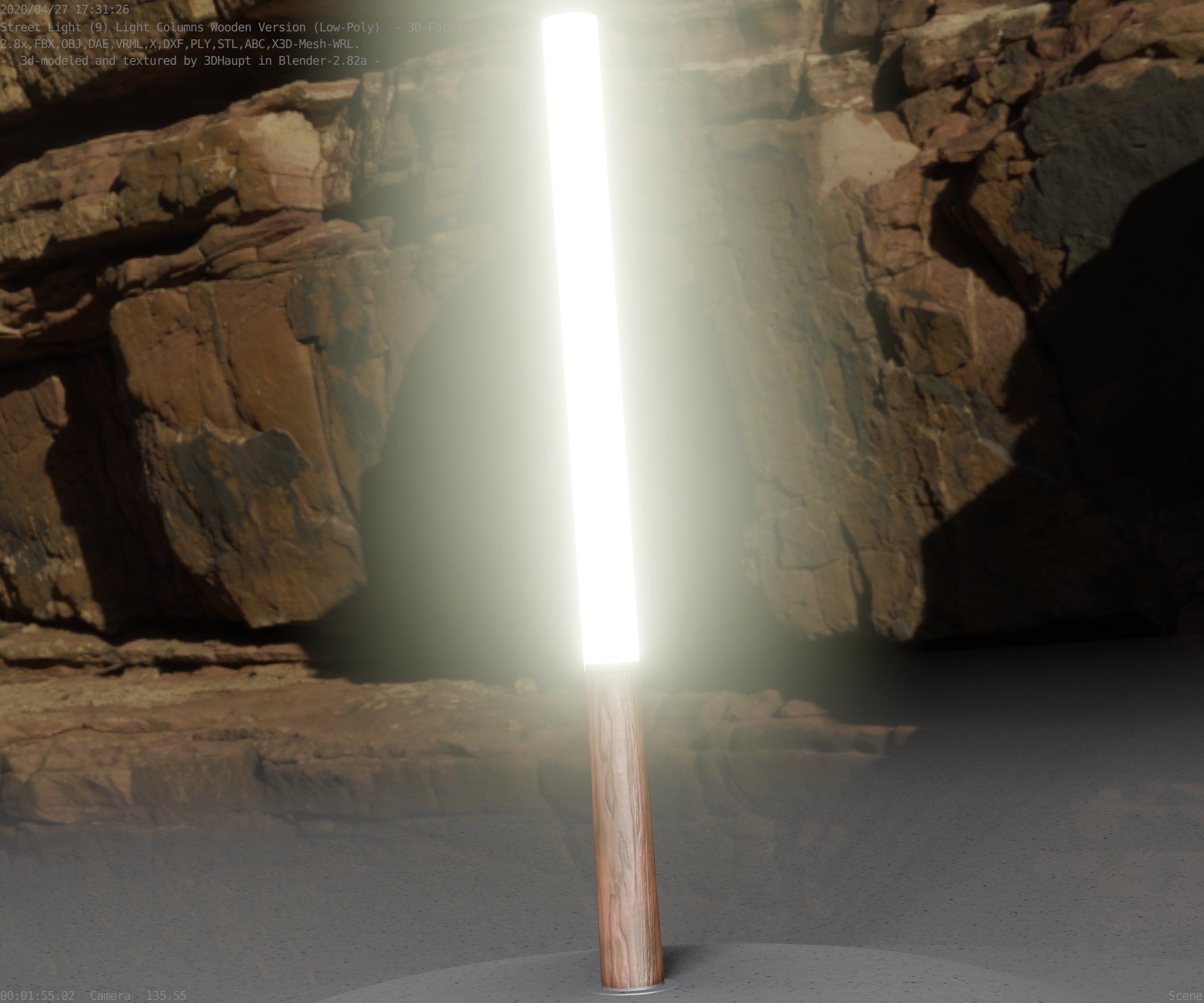 Wooden Lamp-Column 28 - Low-Poly Street-Light Set-9 Low-poly 3D model_62
