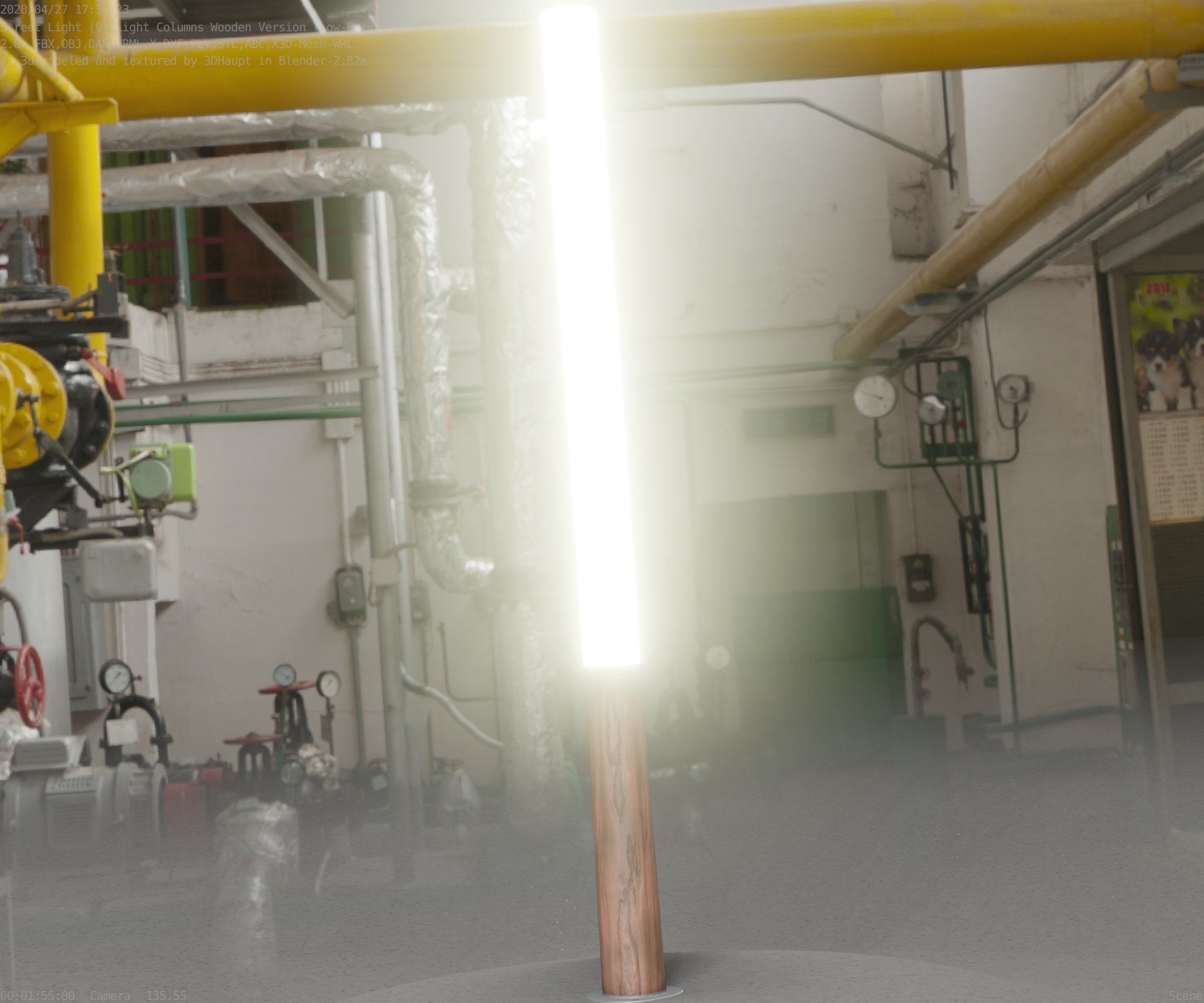 Wooden Lamp-Column 28 - Low-Poly Street-Light Set-9 Low-poly 3D model_60