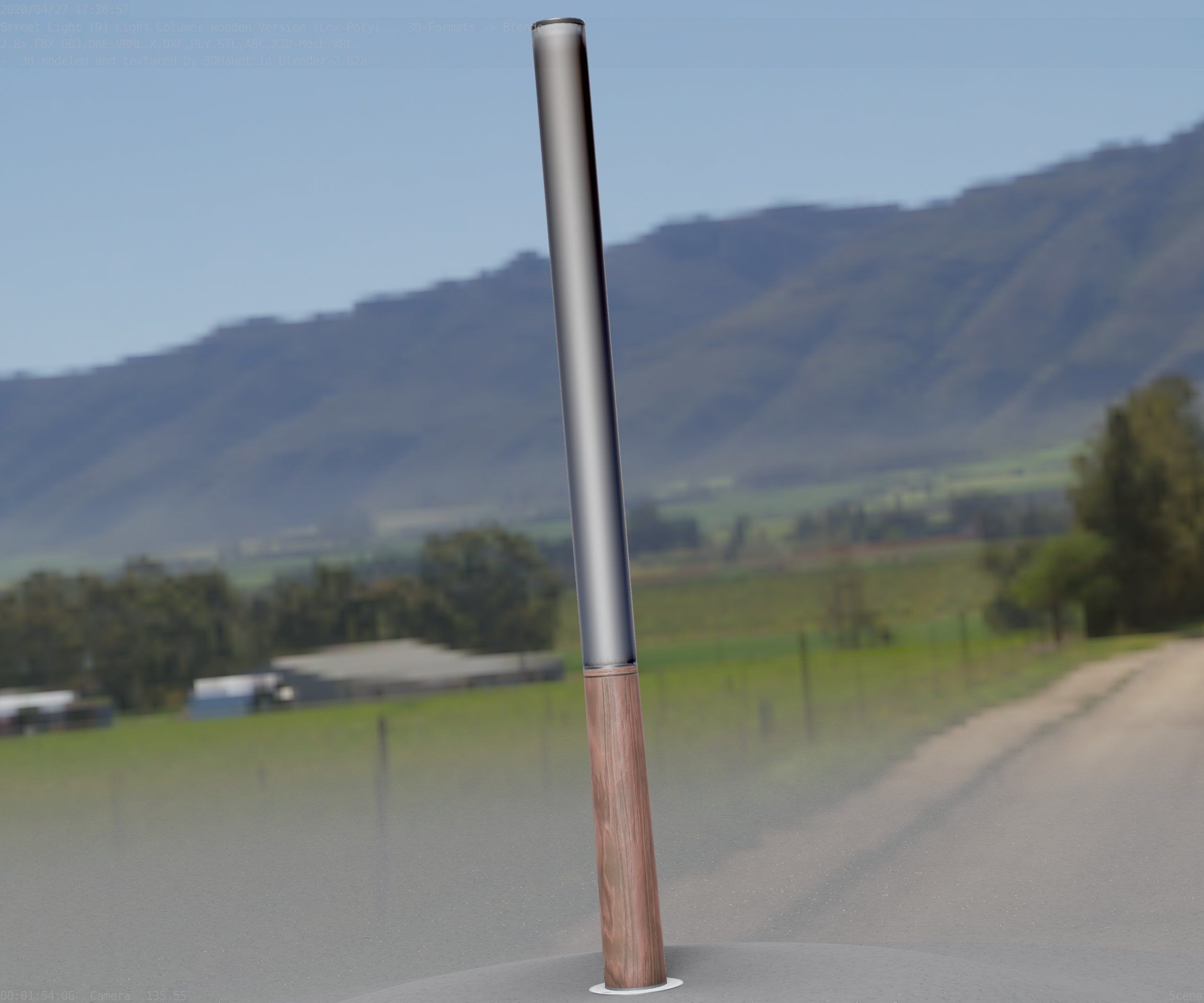 Wooden Lamp-Column 28 - Low-Poly Street-Light Set-9 Low-poly 3D model_42