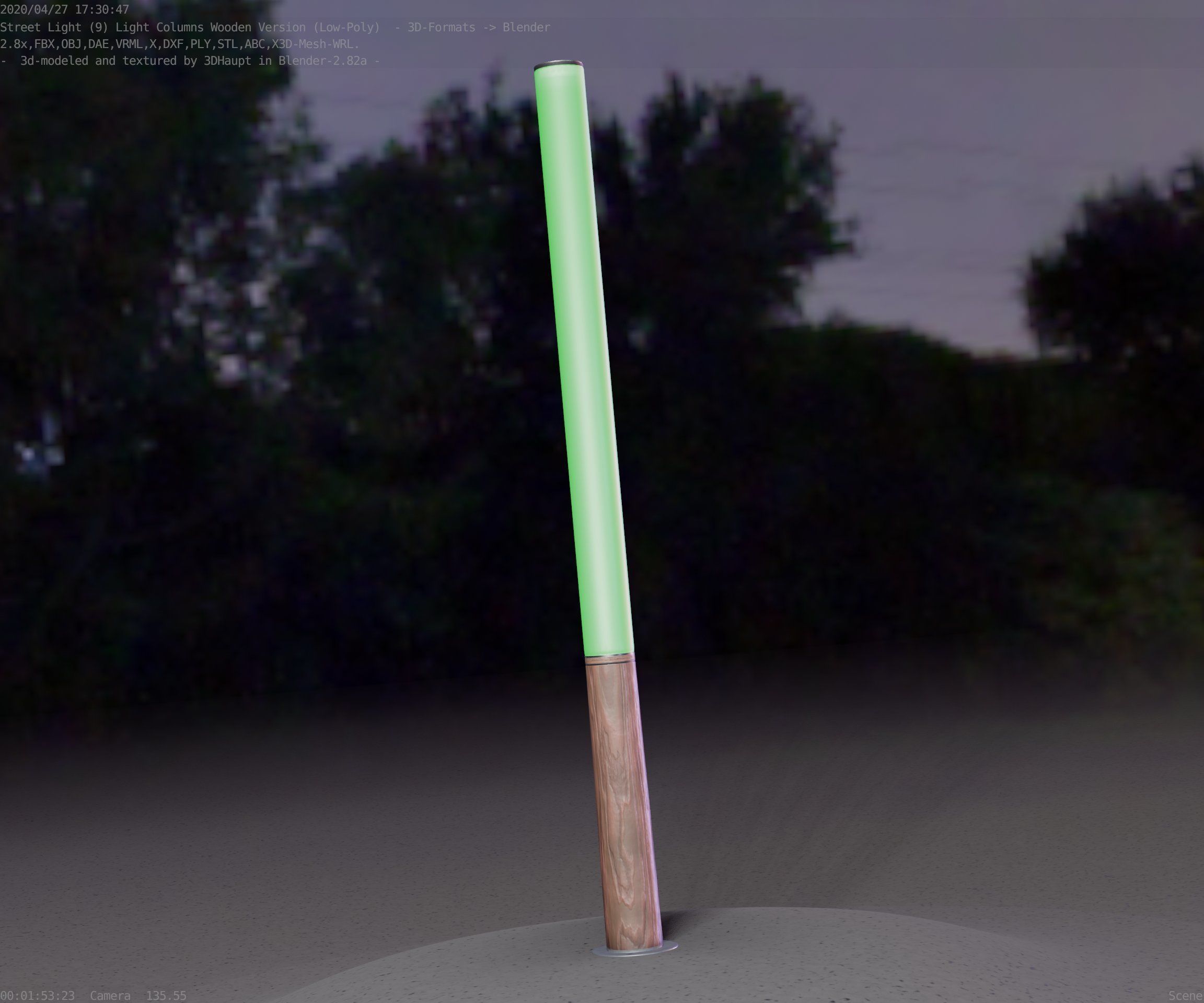 Wooden Lamp-Column 28 - Low-Poly Street-Light Set-9 Low-poly 3D model_35