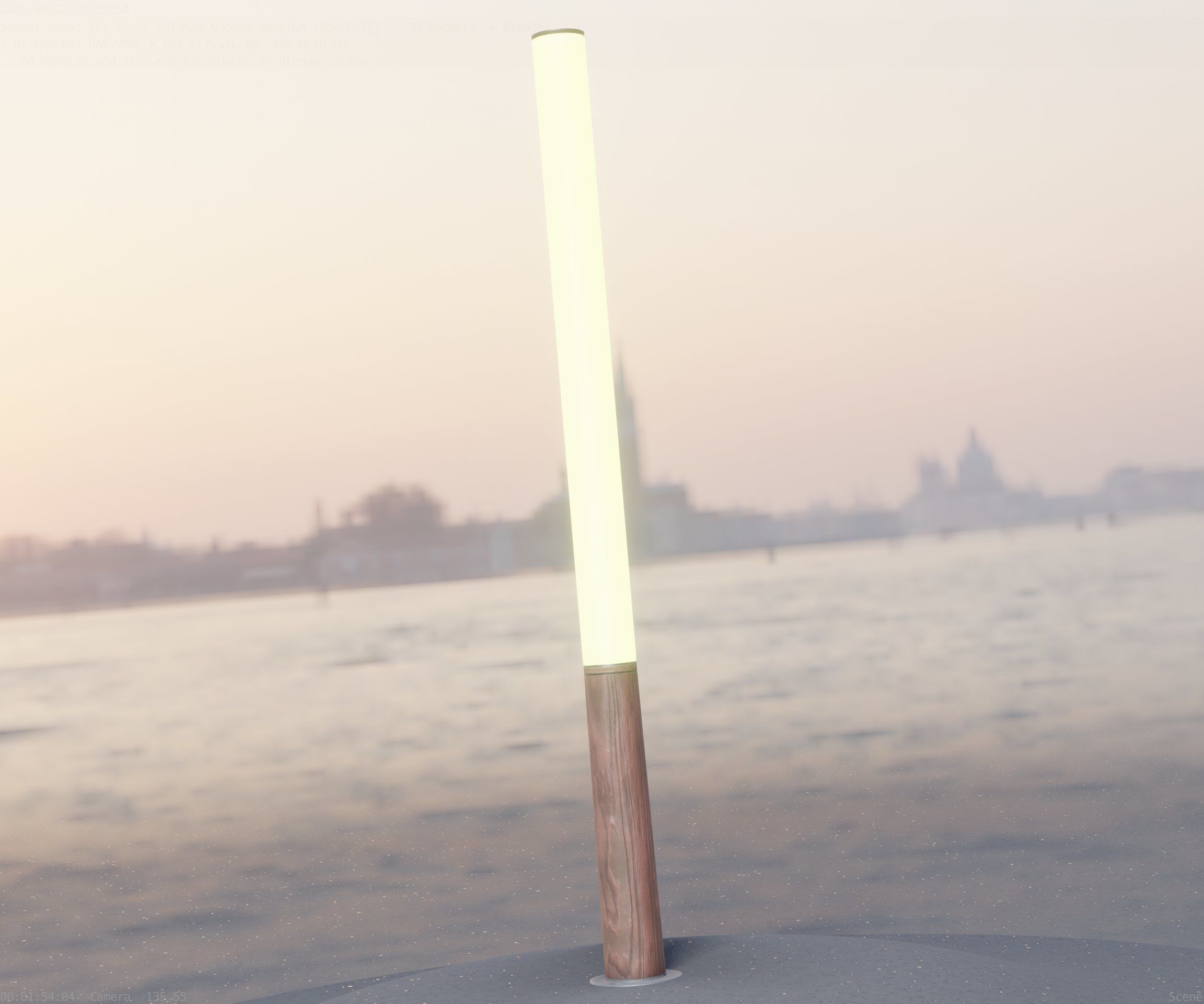 Wooden Lamp-Column 28 - Low-Poly Street-Light Set-9 Low-poly 3D model_40