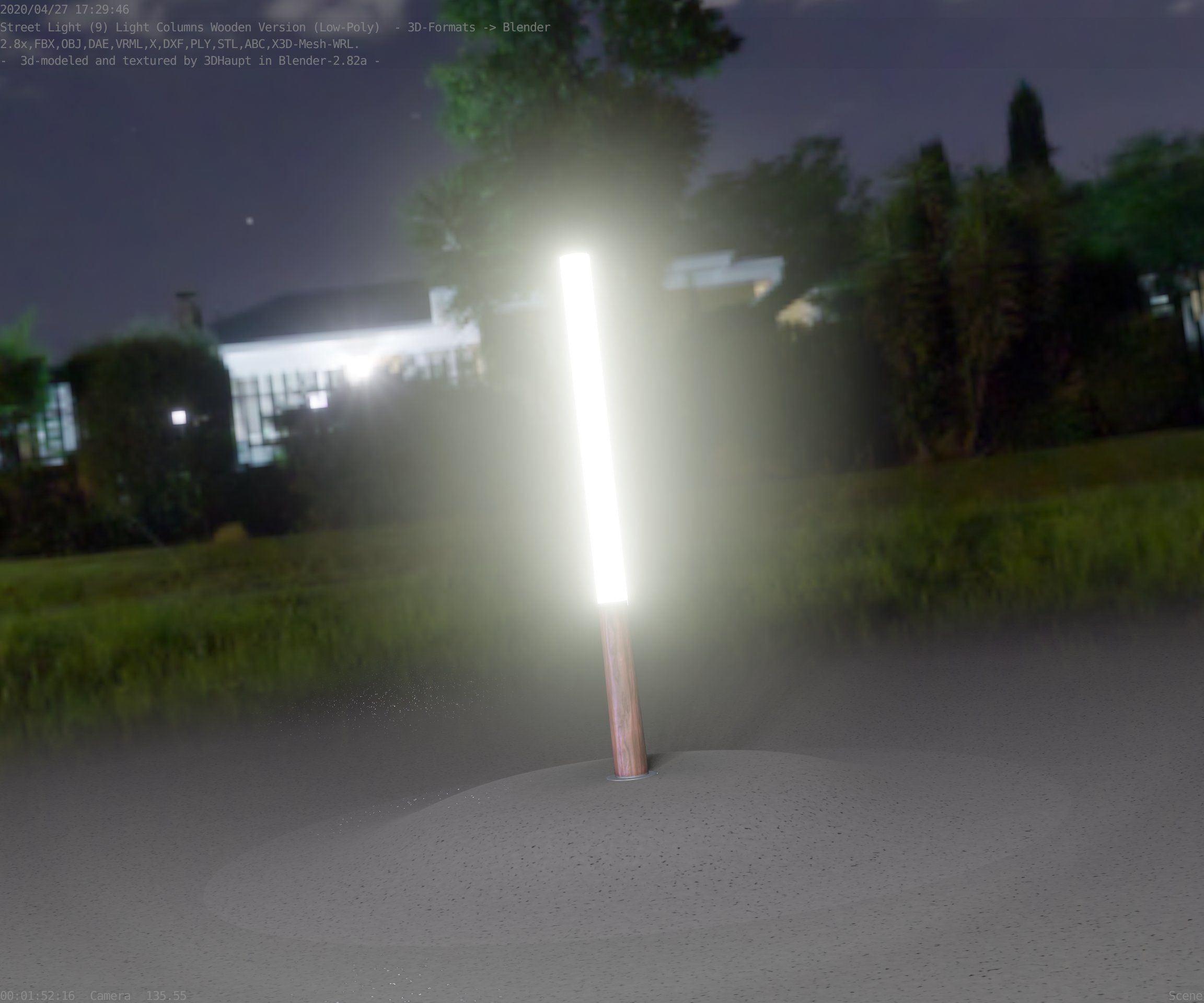 Wooden Lamp-Column 28 - Low-Poly Street-Light Set-9 Low-poly 3D model_14