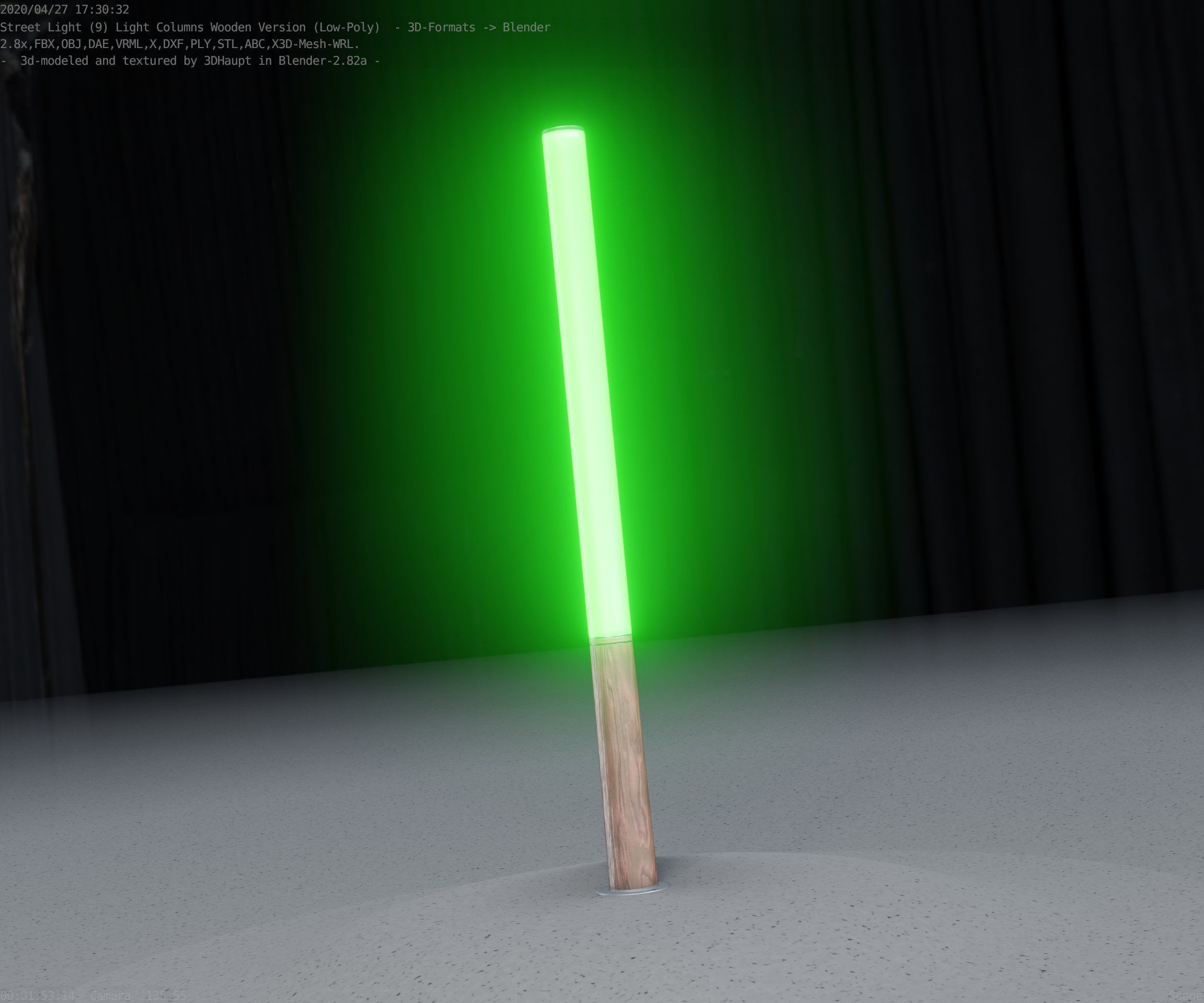 Wooden Lamp-Column 28 - Low-Poly Street-Light Set-9 Low-poly 3D model_4