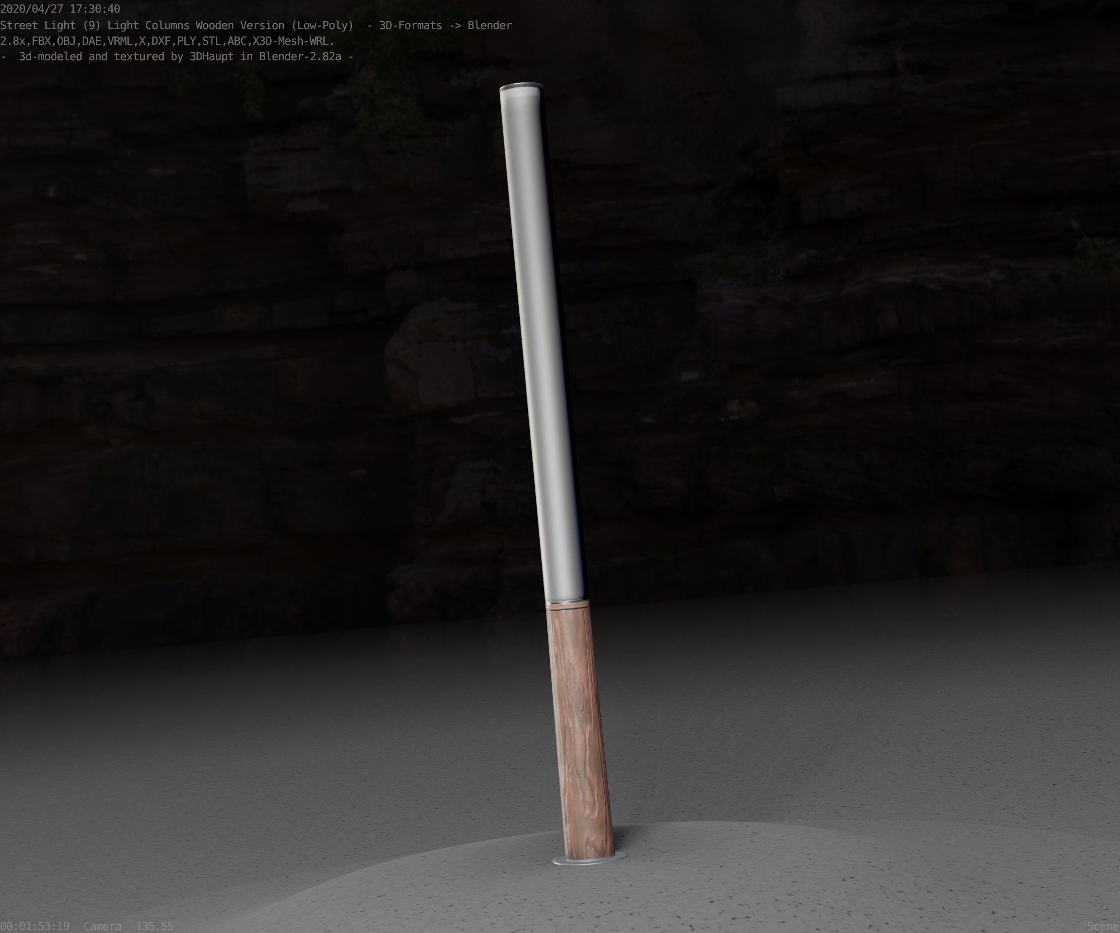 Wooden Lamp-Column 28 - Low-Poly Street-Light Set-9 Low-poly 3D model_9