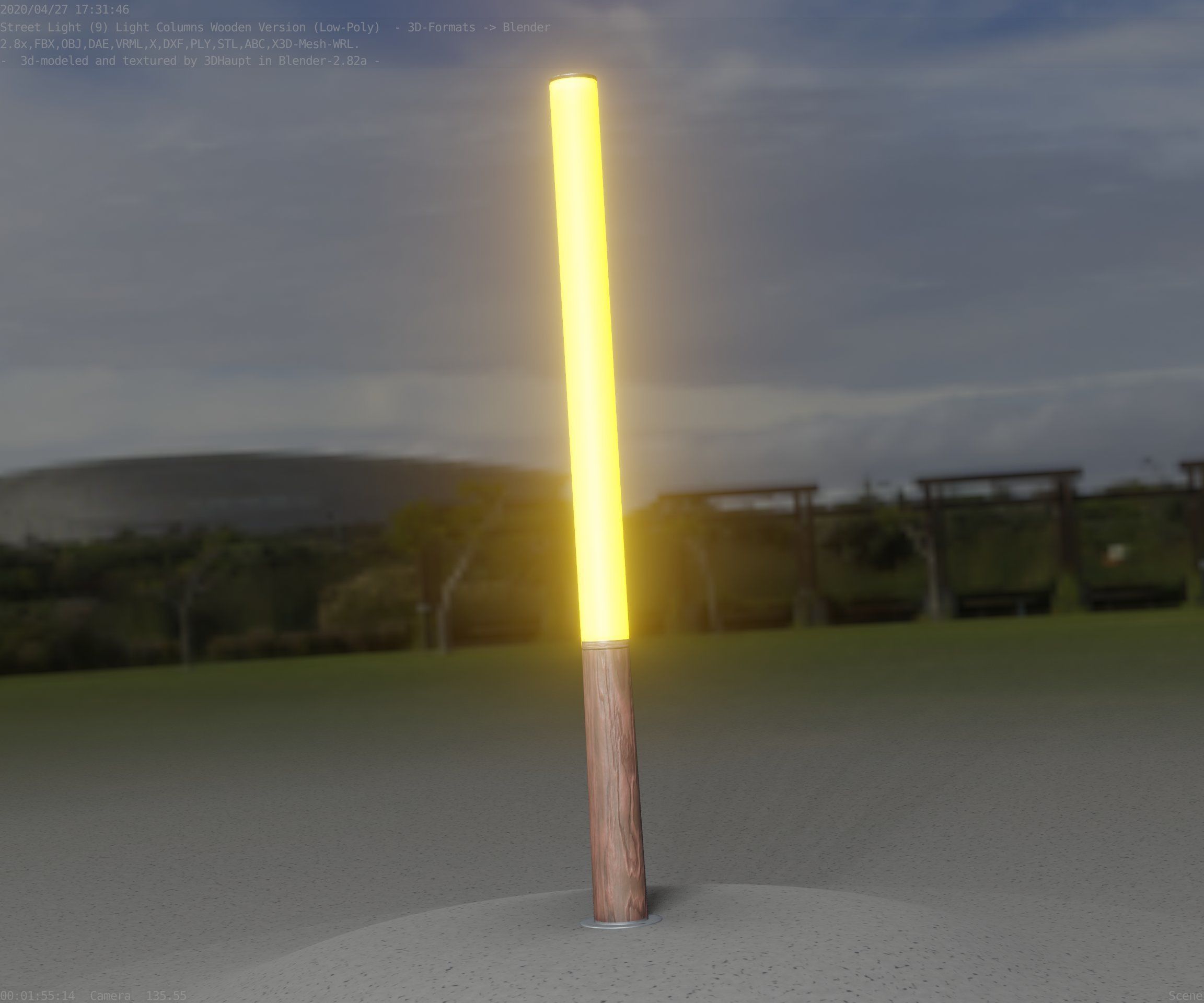 Wooden Lamp-Column 28 - Low-Poly Street-Light Set-9 Low-poly 3D model_74