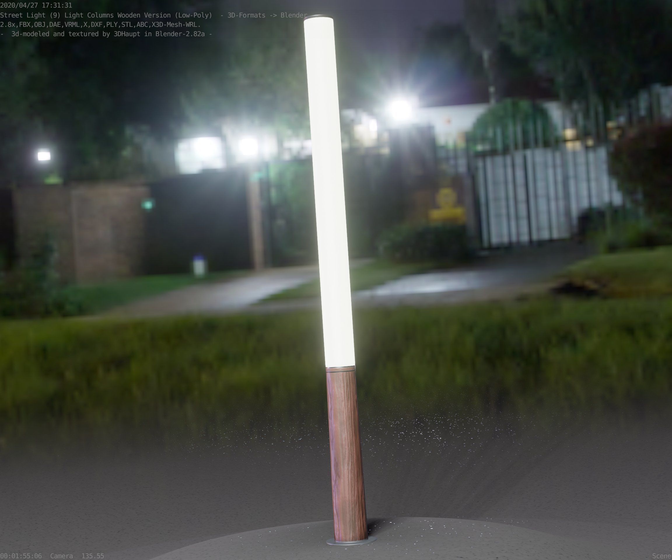 Wooden Lamp-Column 28 - Low-Poly Street-Light Set-9 Low-poly 3D model_66