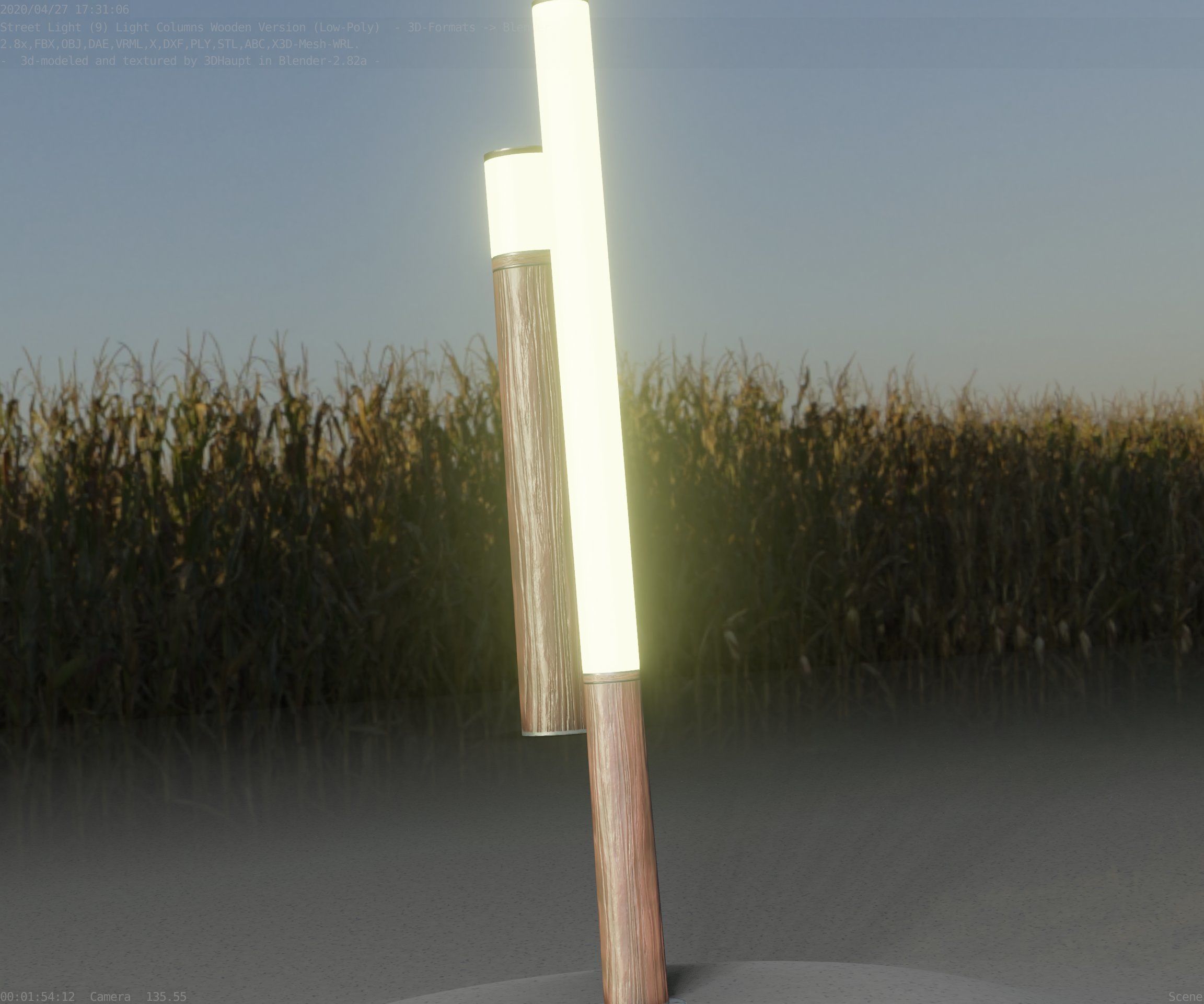 Wooden Lamp-Column 28 - Low-Poly Street-Light Set-9 Low-poly 3D model_48