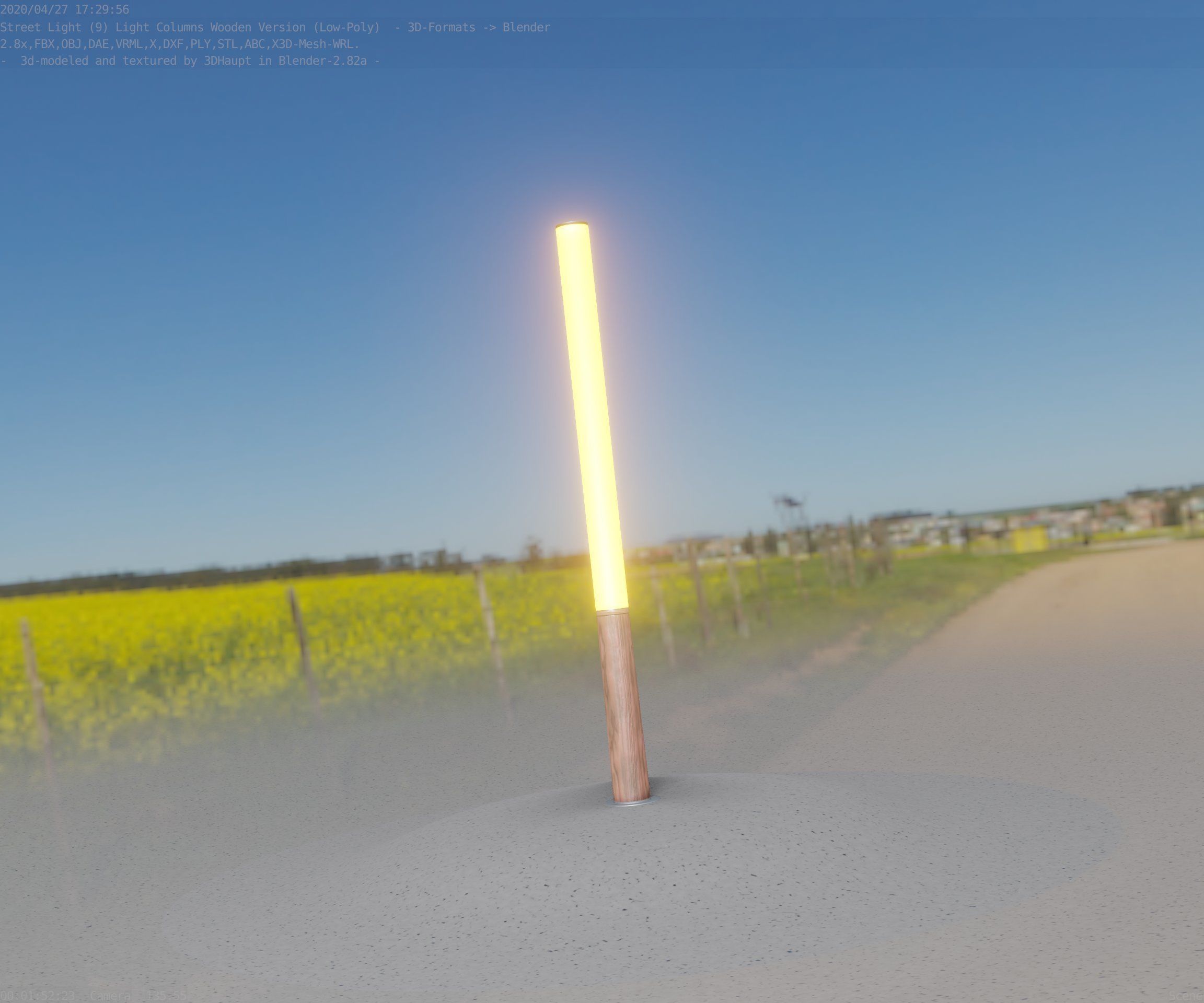 Wooden Lamp-Column 28 - Low-Poly Street-Light Set-9 Low-poly 3D model_21