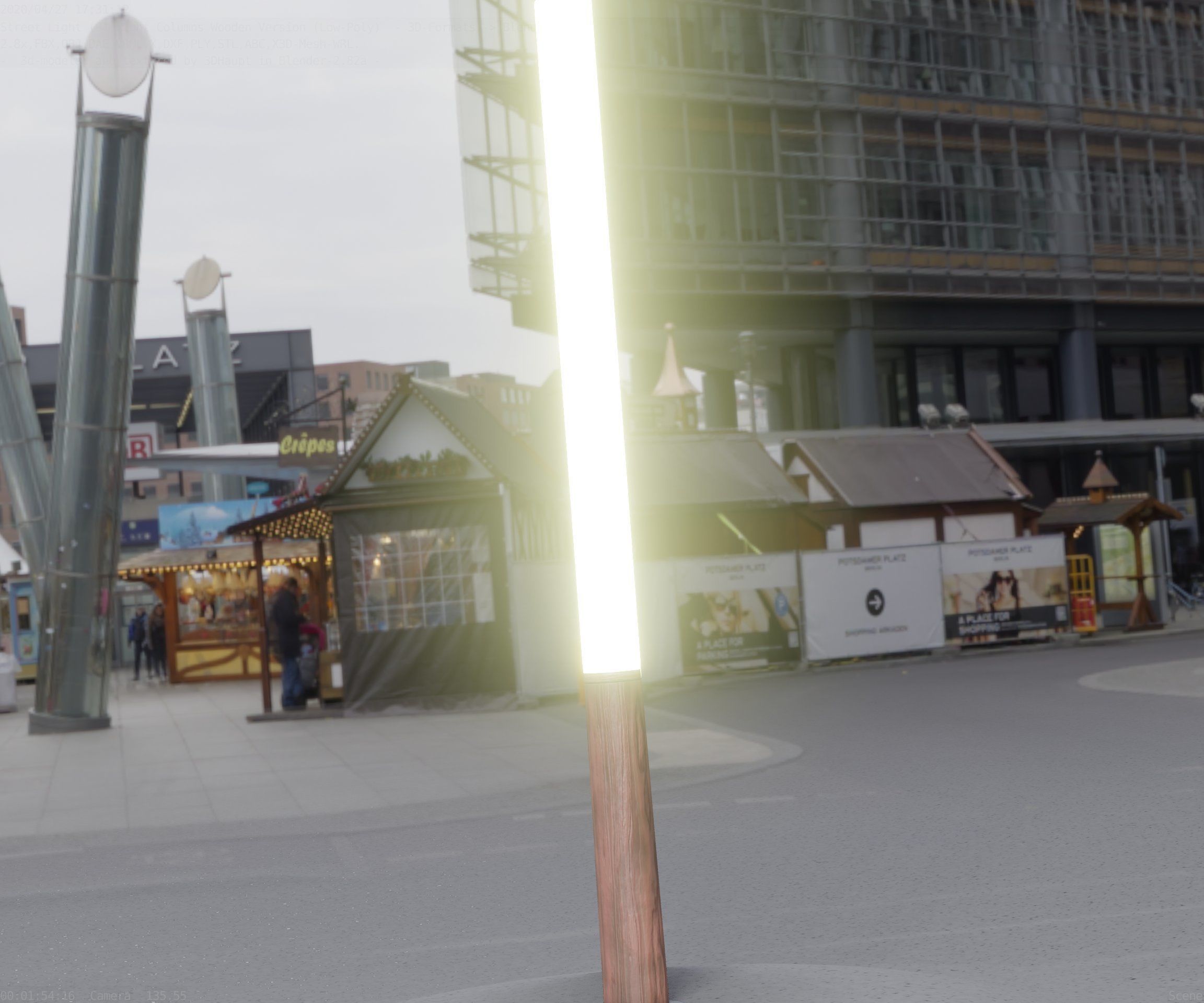 Wooden Lamp-Column 28 - Low-Poly Street-Light Set-9 Low-poly 3D model_52