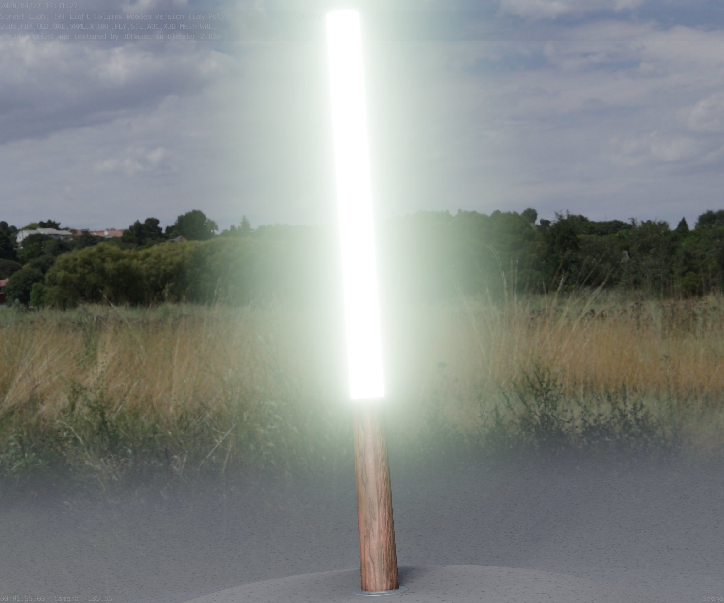 Wooden Lamp-Column 28 - Low-Poly Street-Light Set-9 Low-poly 3D model_63