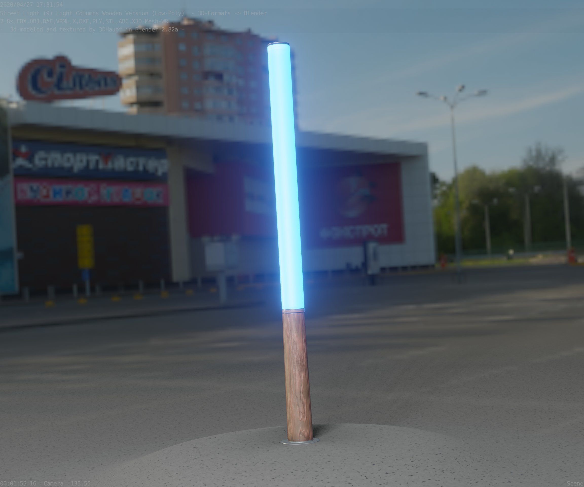 Wooden Lamp-Column 28 - Low-Poly Street-Light Set-9 Low-poly 3D model_76