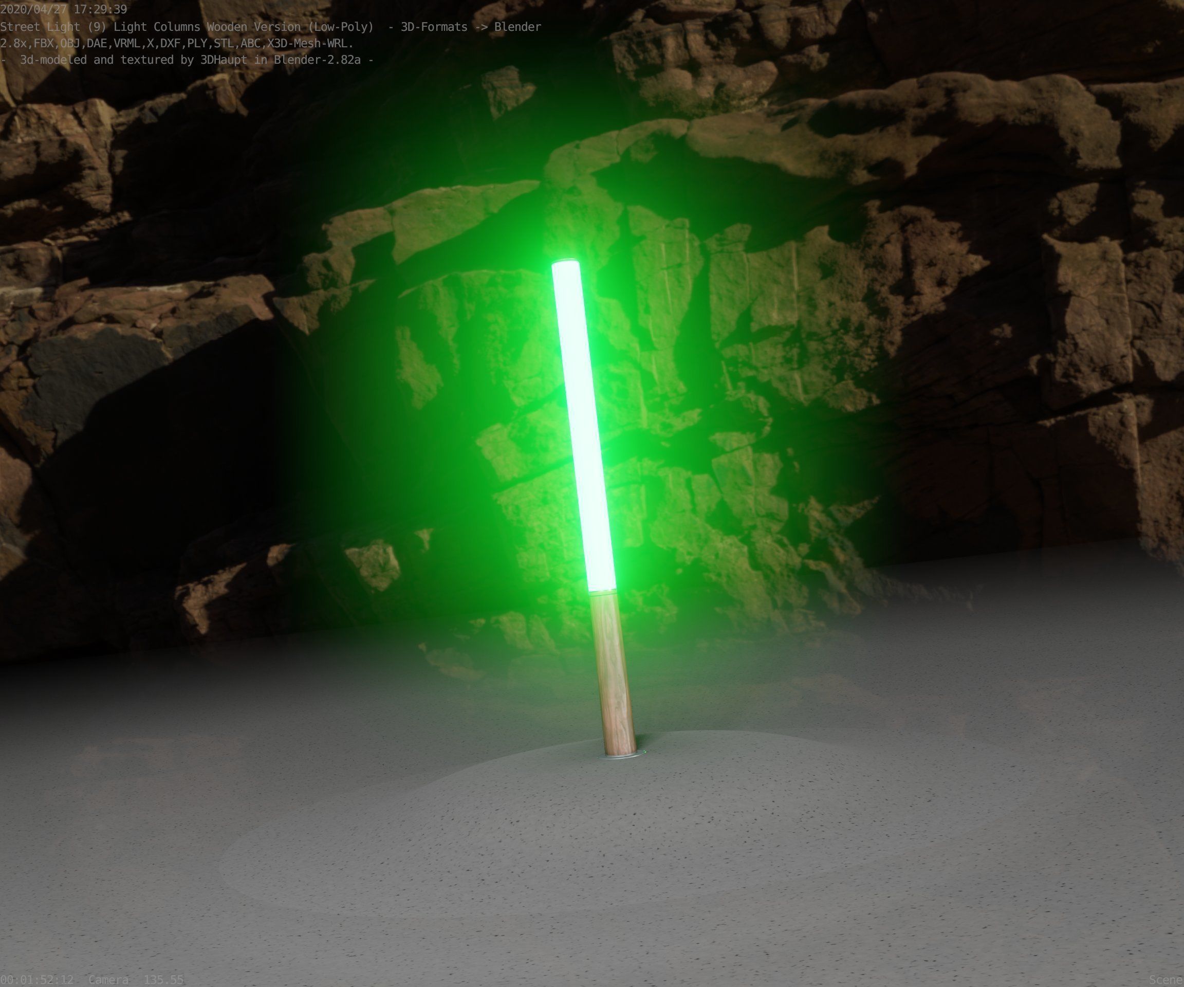 Wooden Lamp-Column 28 - Low-Poly Street-Light Set-9 Low-poly 3D model_10