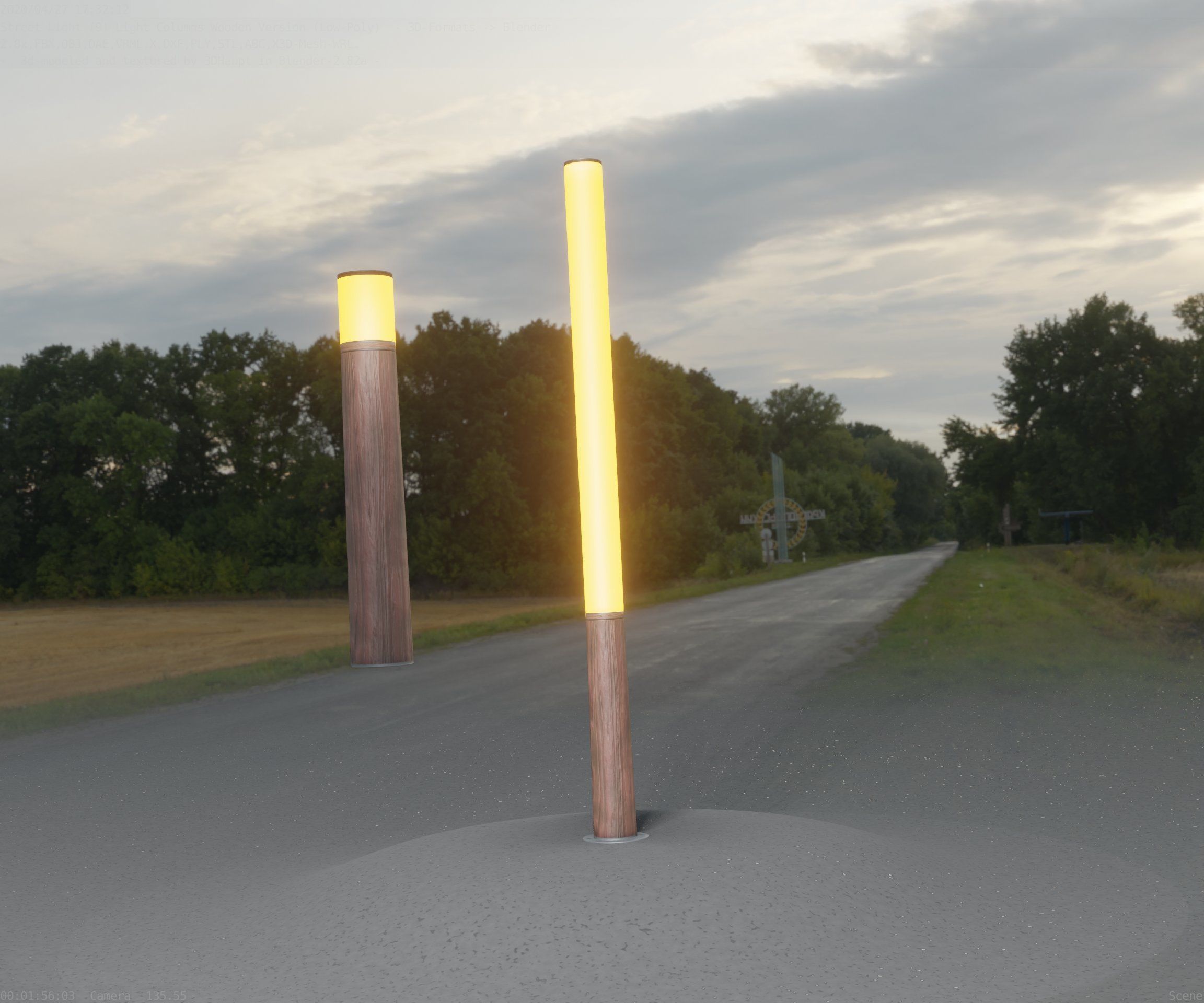 Wooden Lamp-Column 28 - Low-Poly Street-Light Set-9 Low-poly 3D model_87