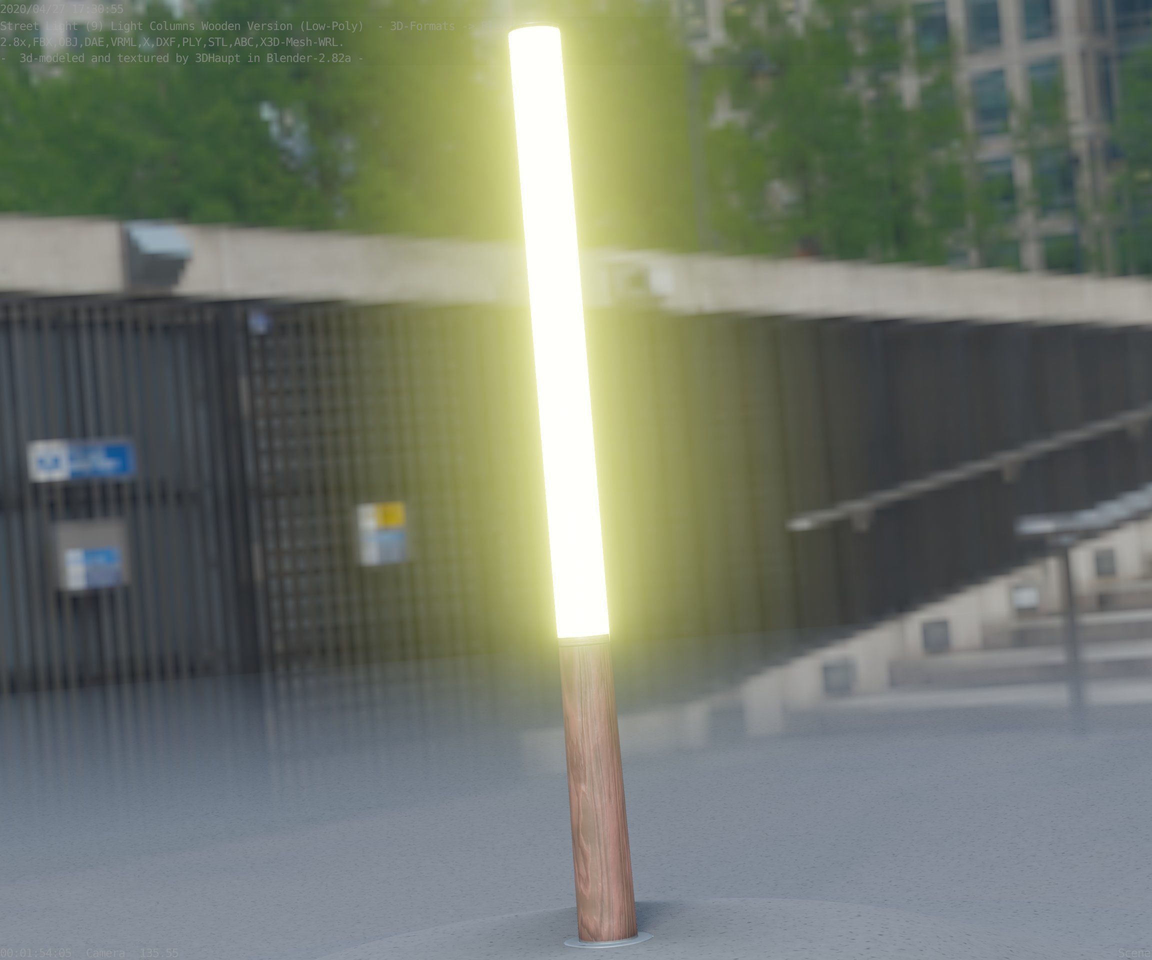 Wooden Lamp-Column 28 - Low-Poly Street-Light Set-9 Low-poly 3D model_41