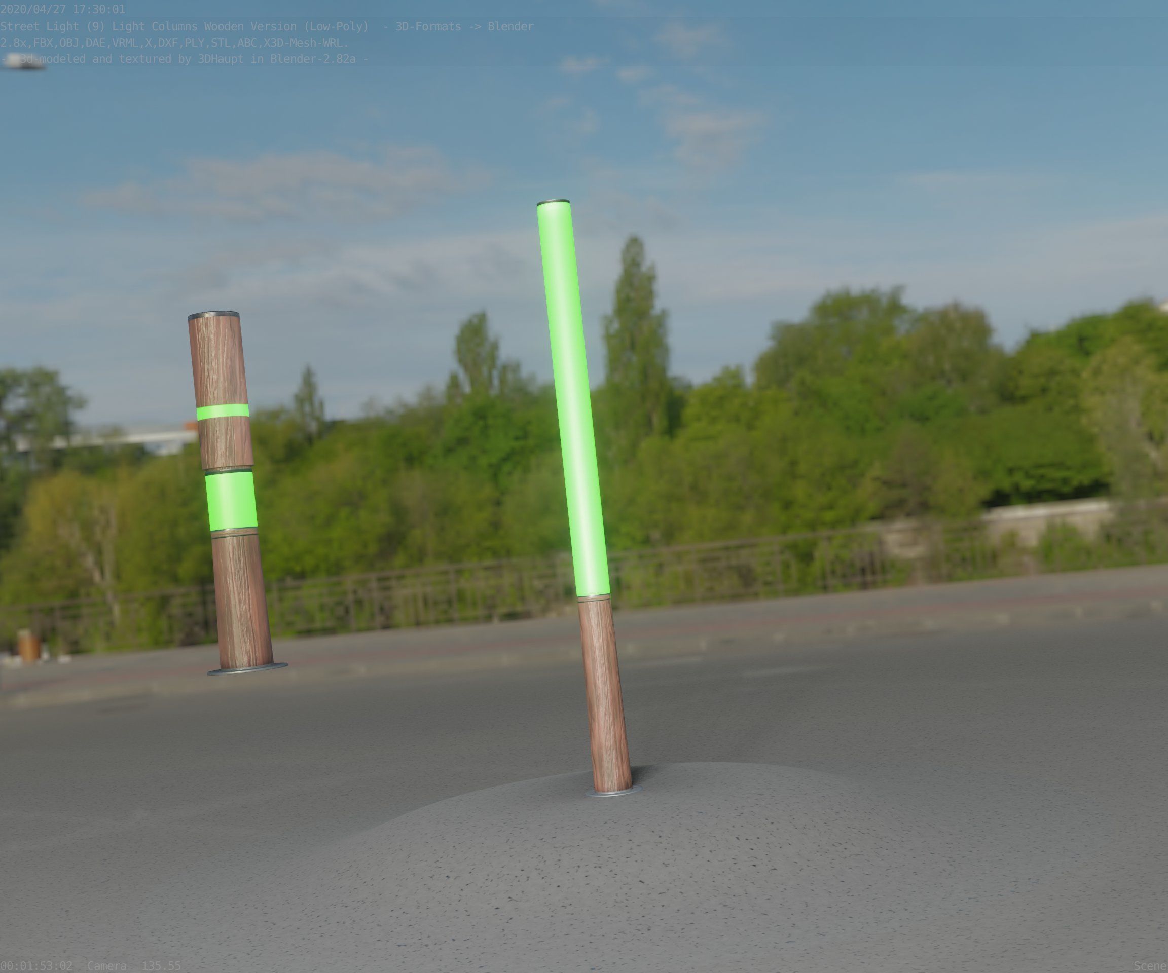 Wooden Lamp-Column 28 - Low-Poly Street-Light Set-9 Low-poly 3D model_24