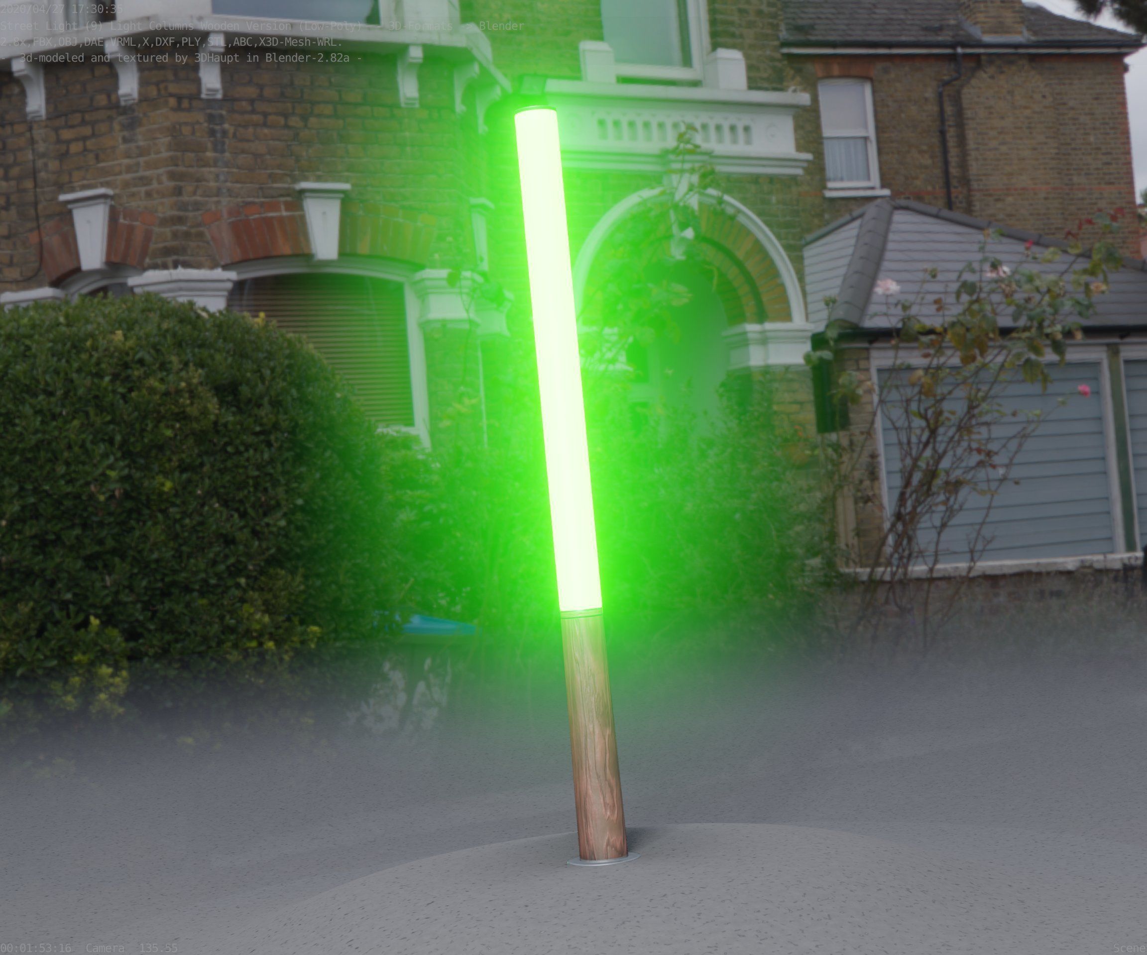 Wooden Lamp-Column 28 - Low-Poly Street-Light Set-9 Low-poly 3D model_6