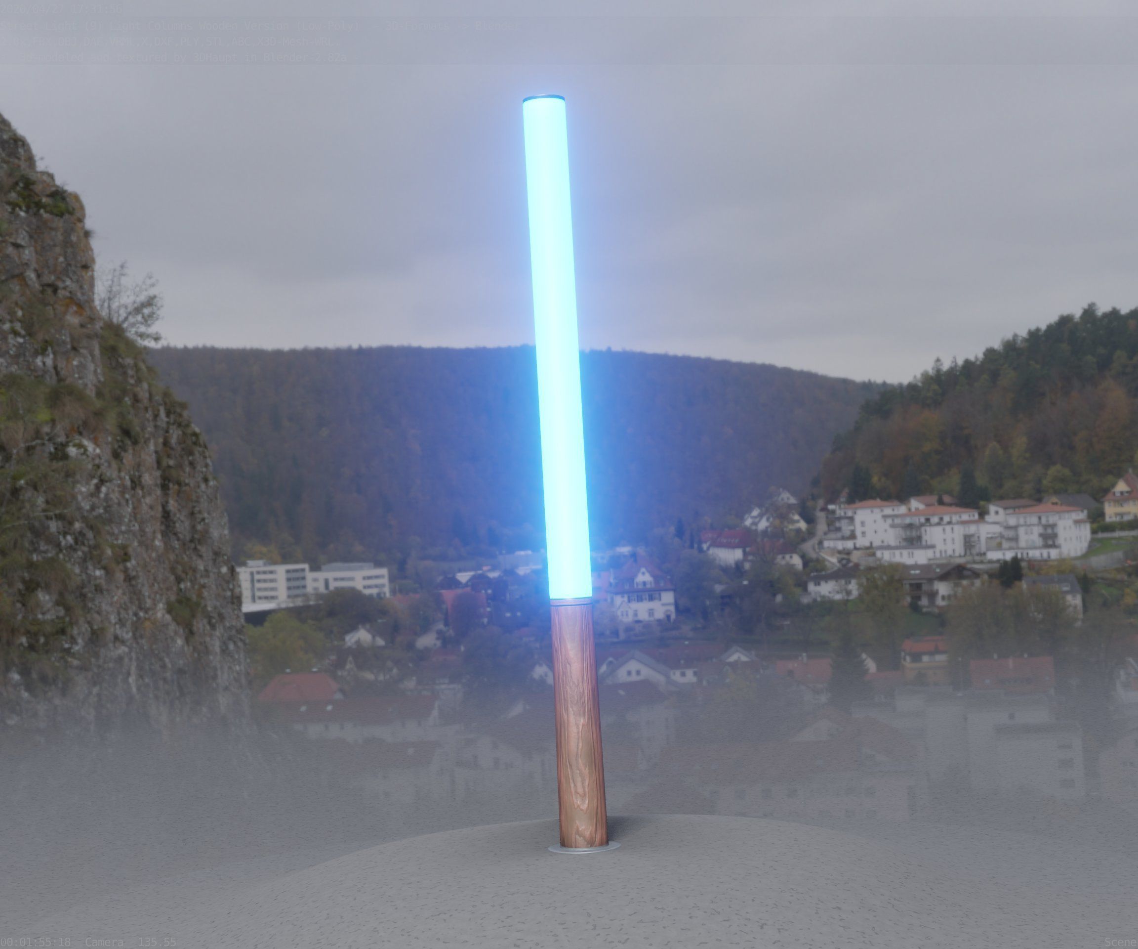 Wooden Lamp-Column 28 - Low-Poly Street-Light Set-9 Low-poly 3D model_78