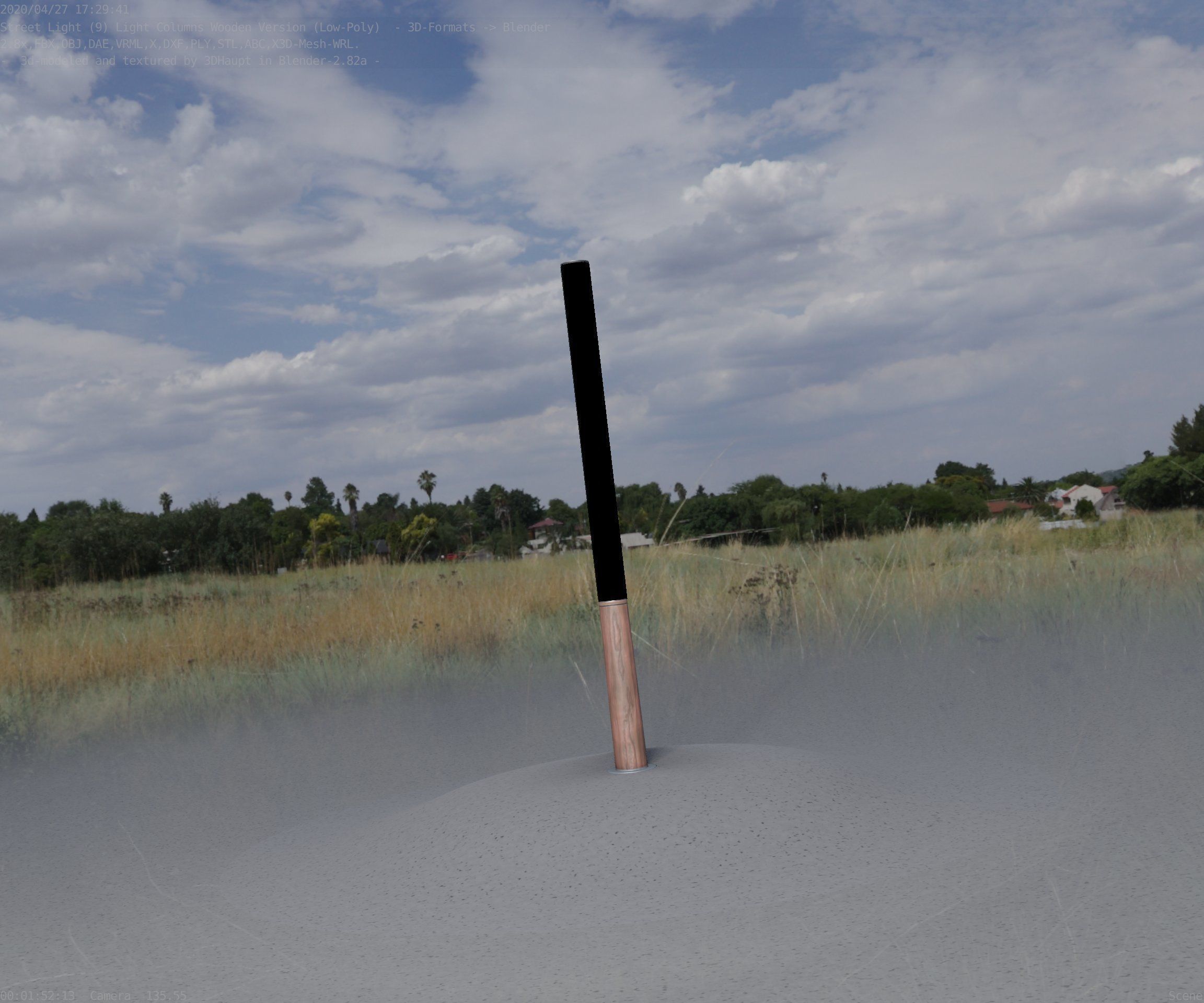 Wooden Lamp-Column 28 - Low-Poly Street-Light Set-9 Low-poly 3D model_11